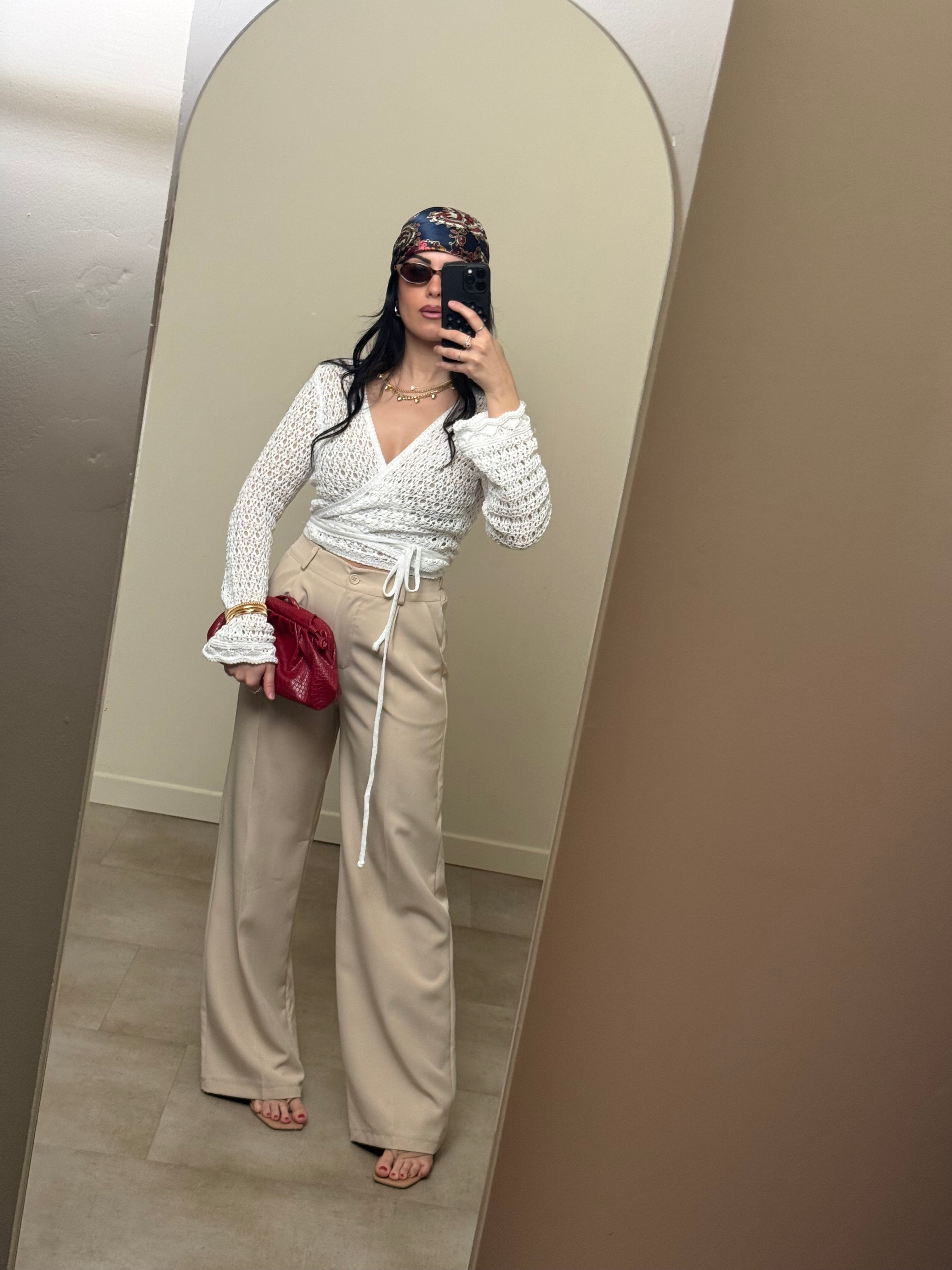 Pantalone palazzo basic beige