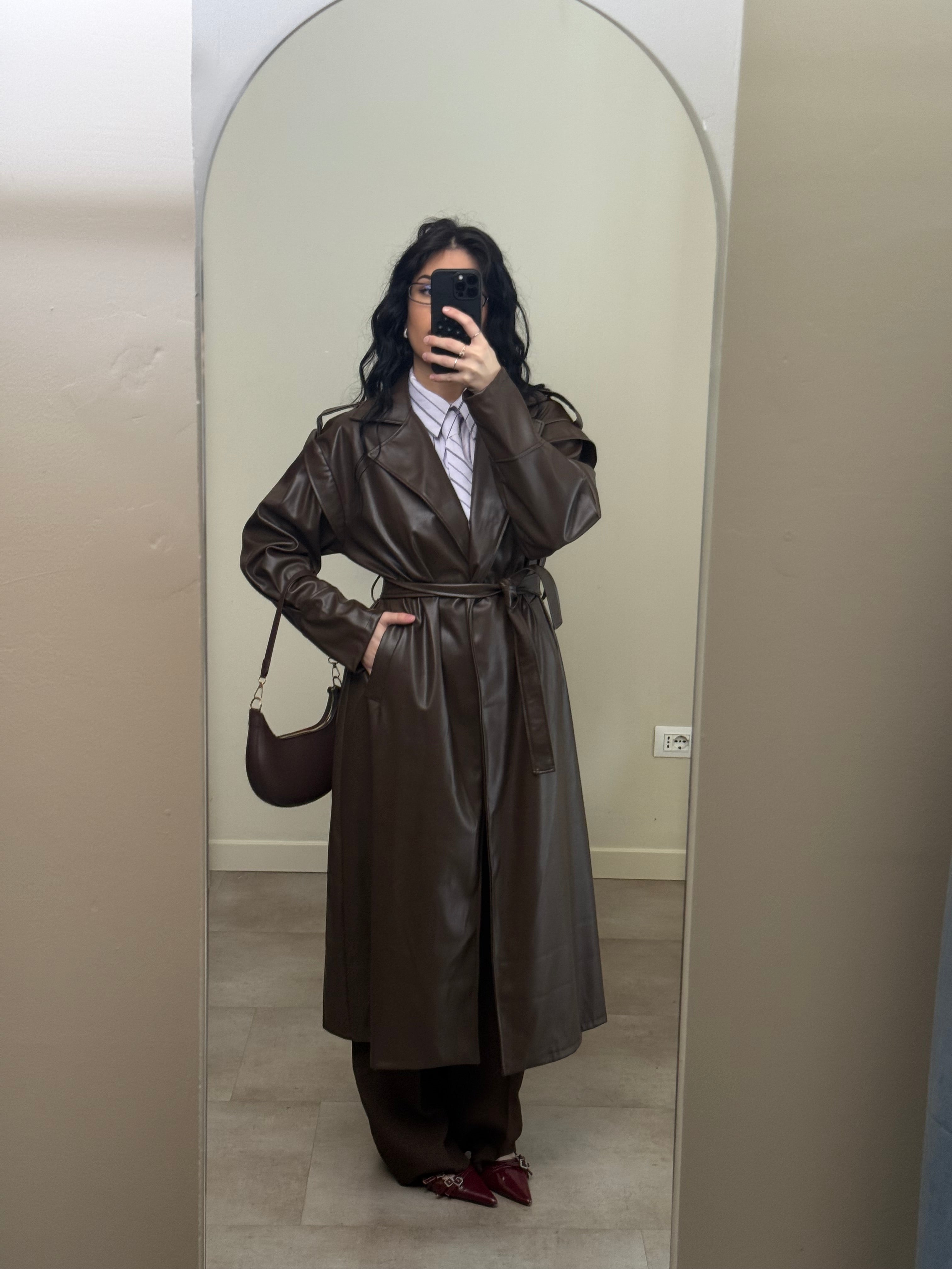 Trench ecopelle cioccolato