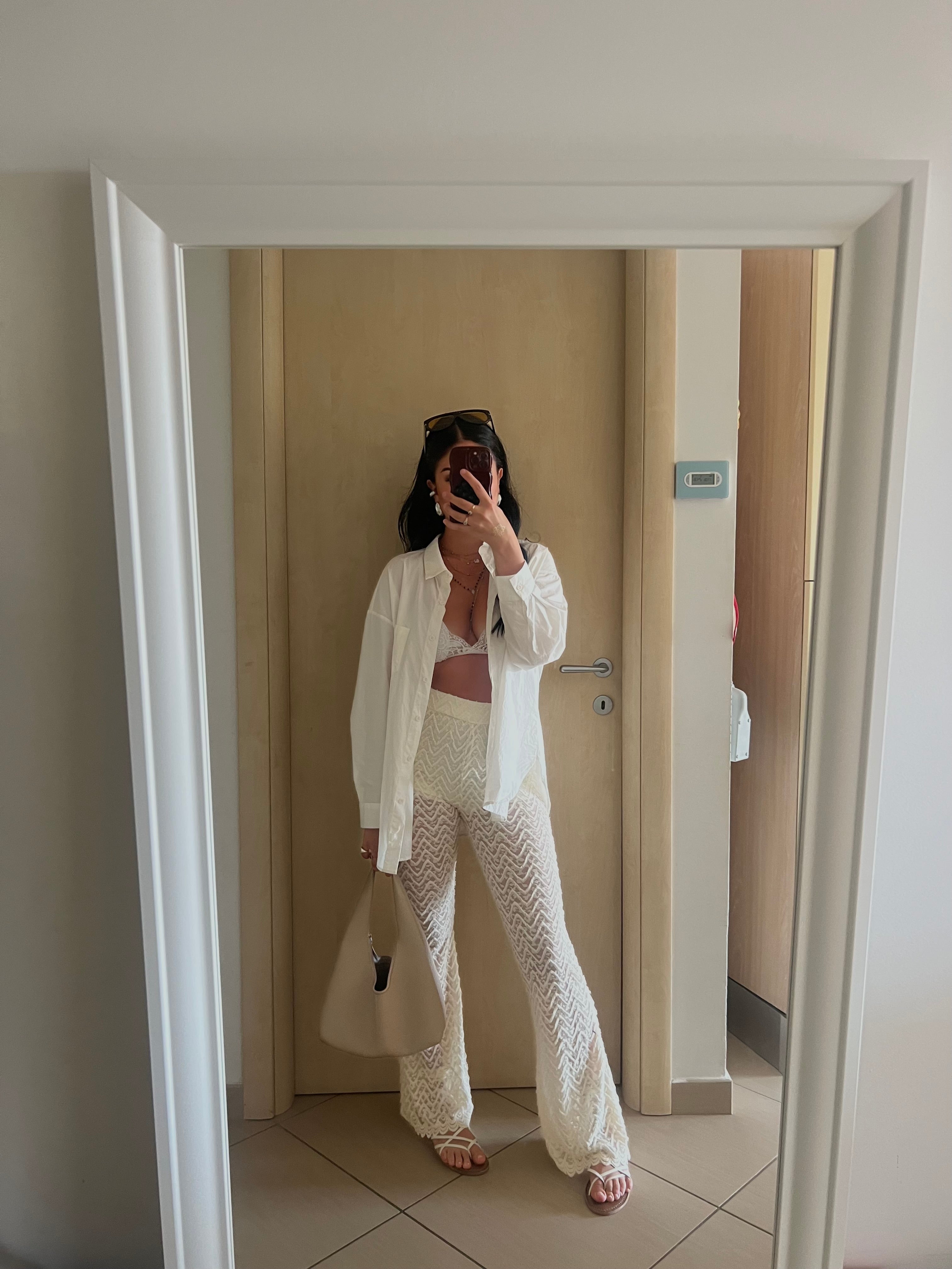 Pantalone bianco pizzo
