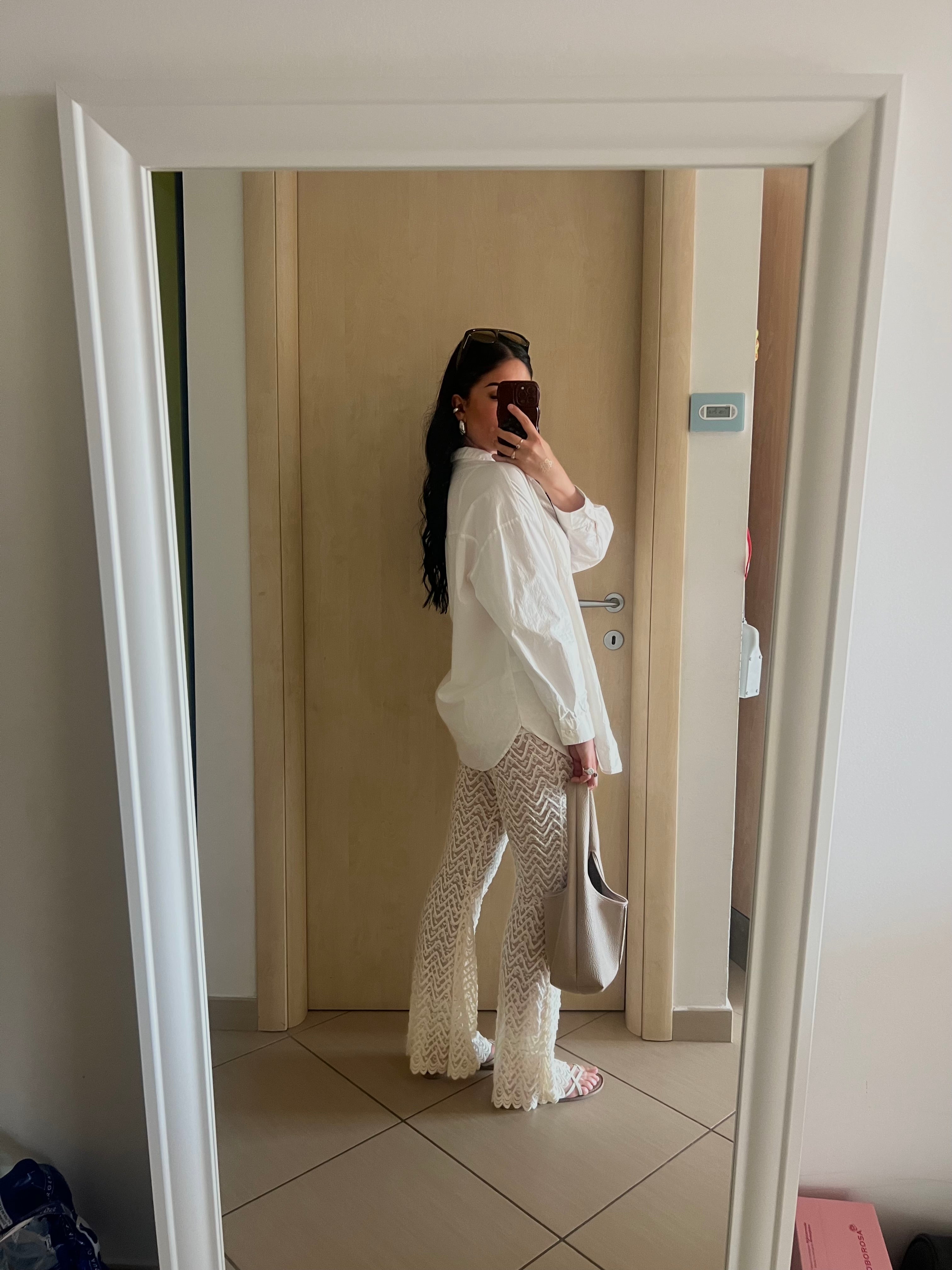 Pantalone bianco pizzo