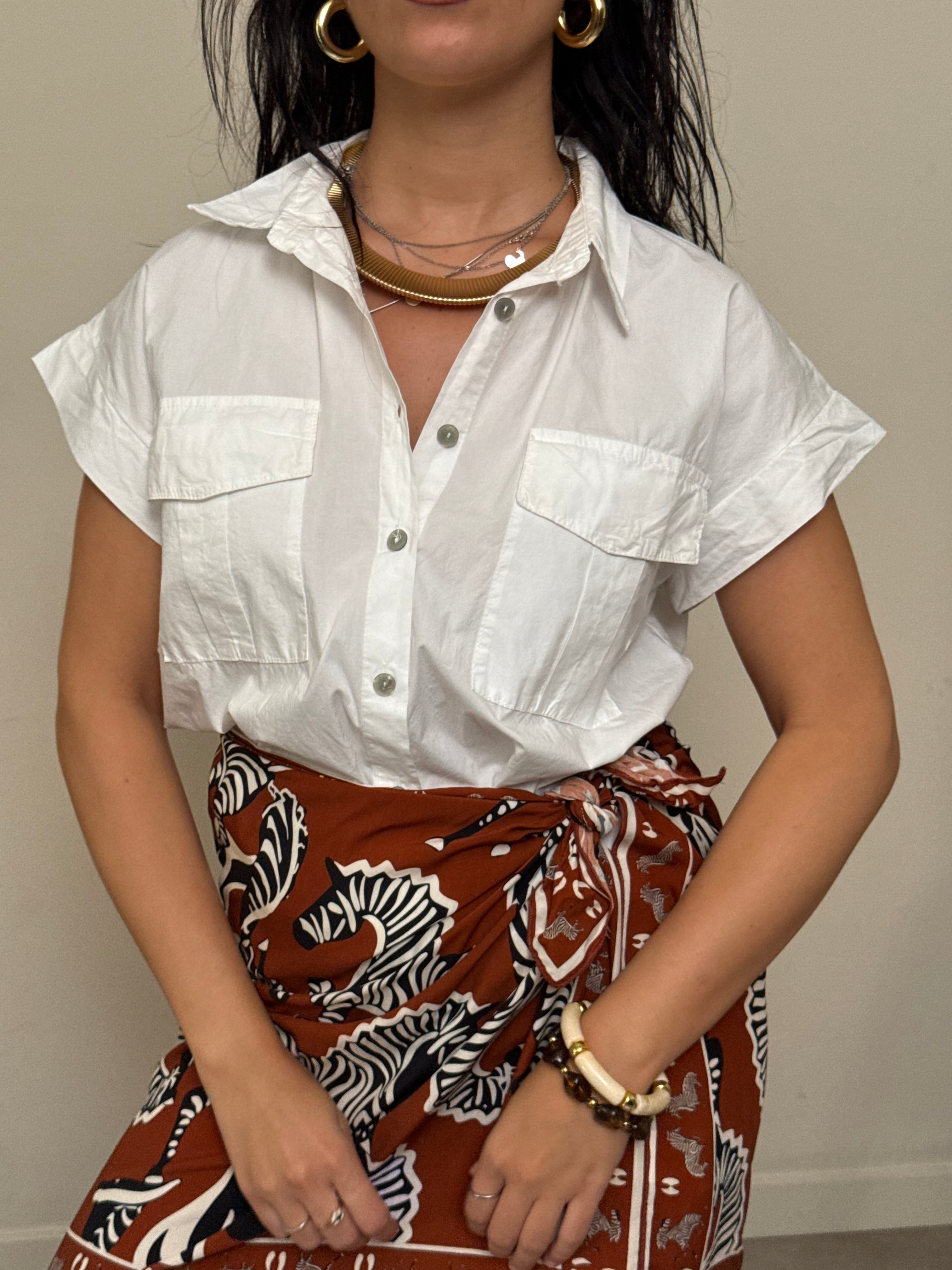 Camicia smanicata bianco freddo