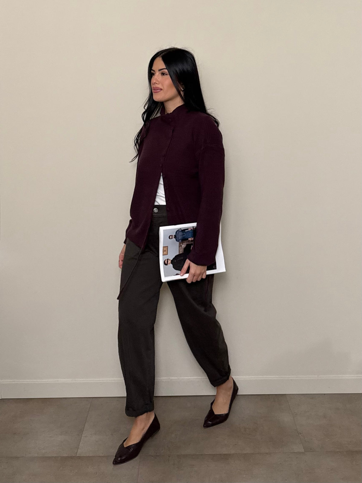 Cardigan bottoni vinaccia