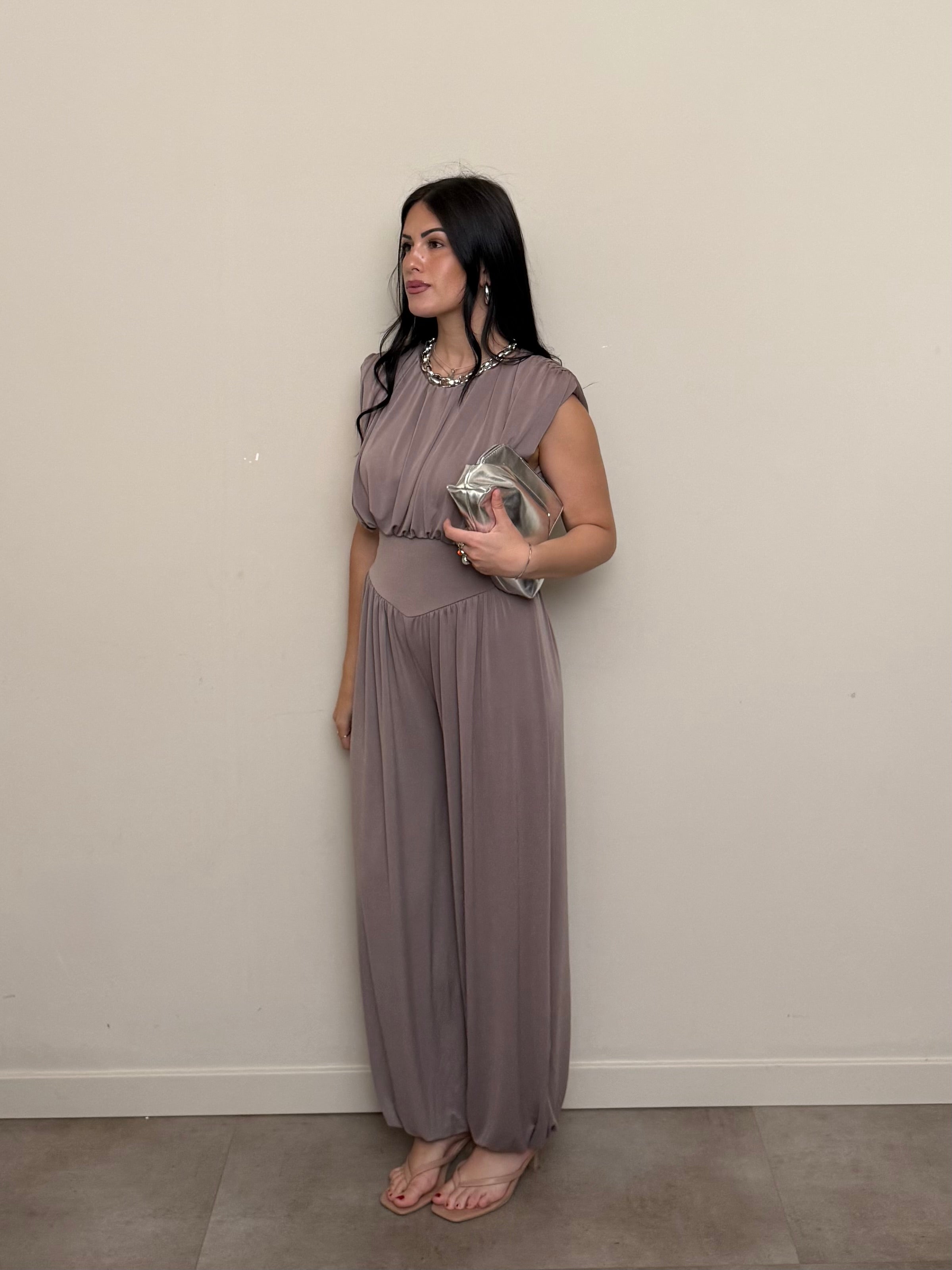 Jumpsuit spalline fango