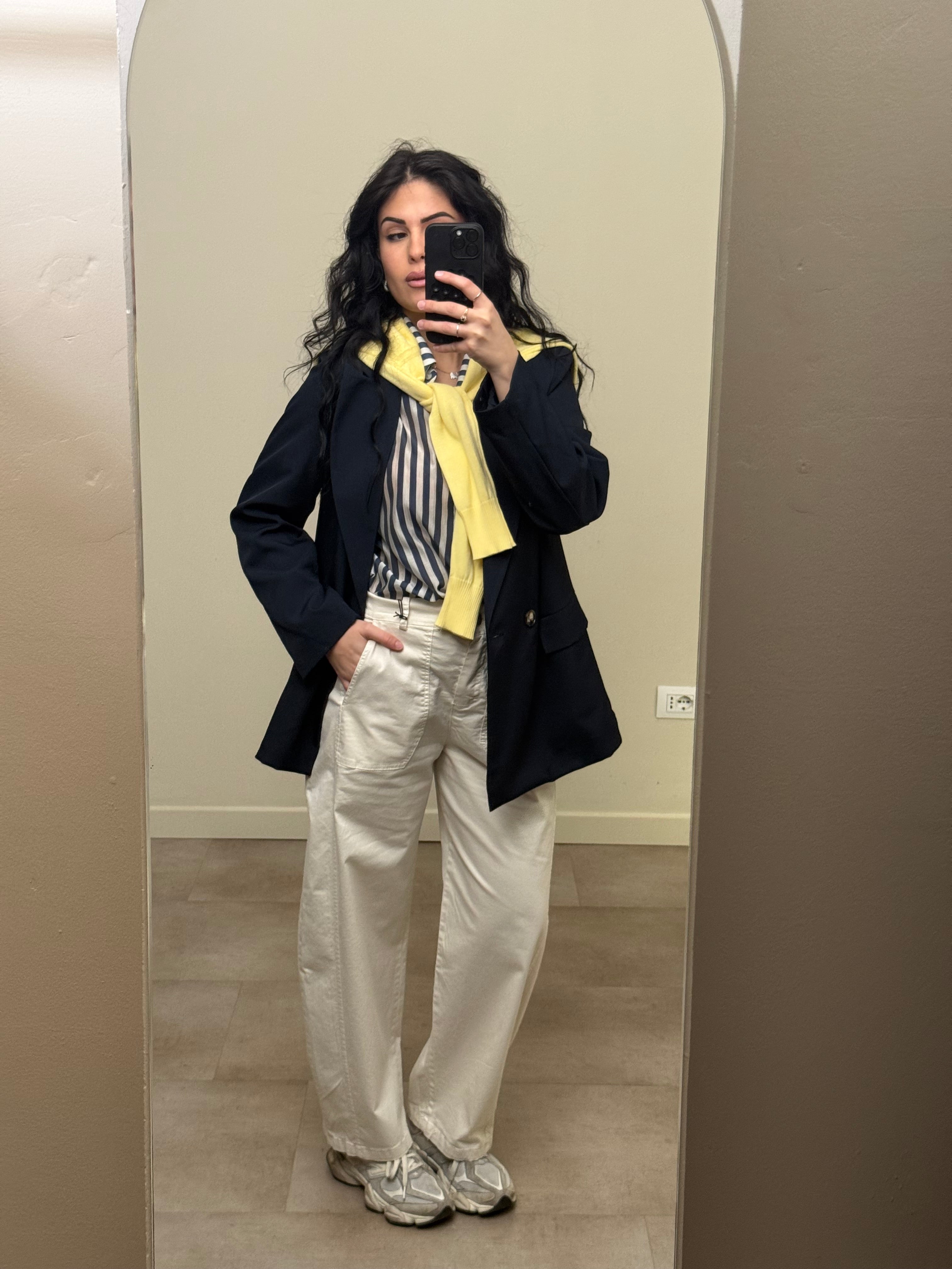 Pantalone baggy cotone burro