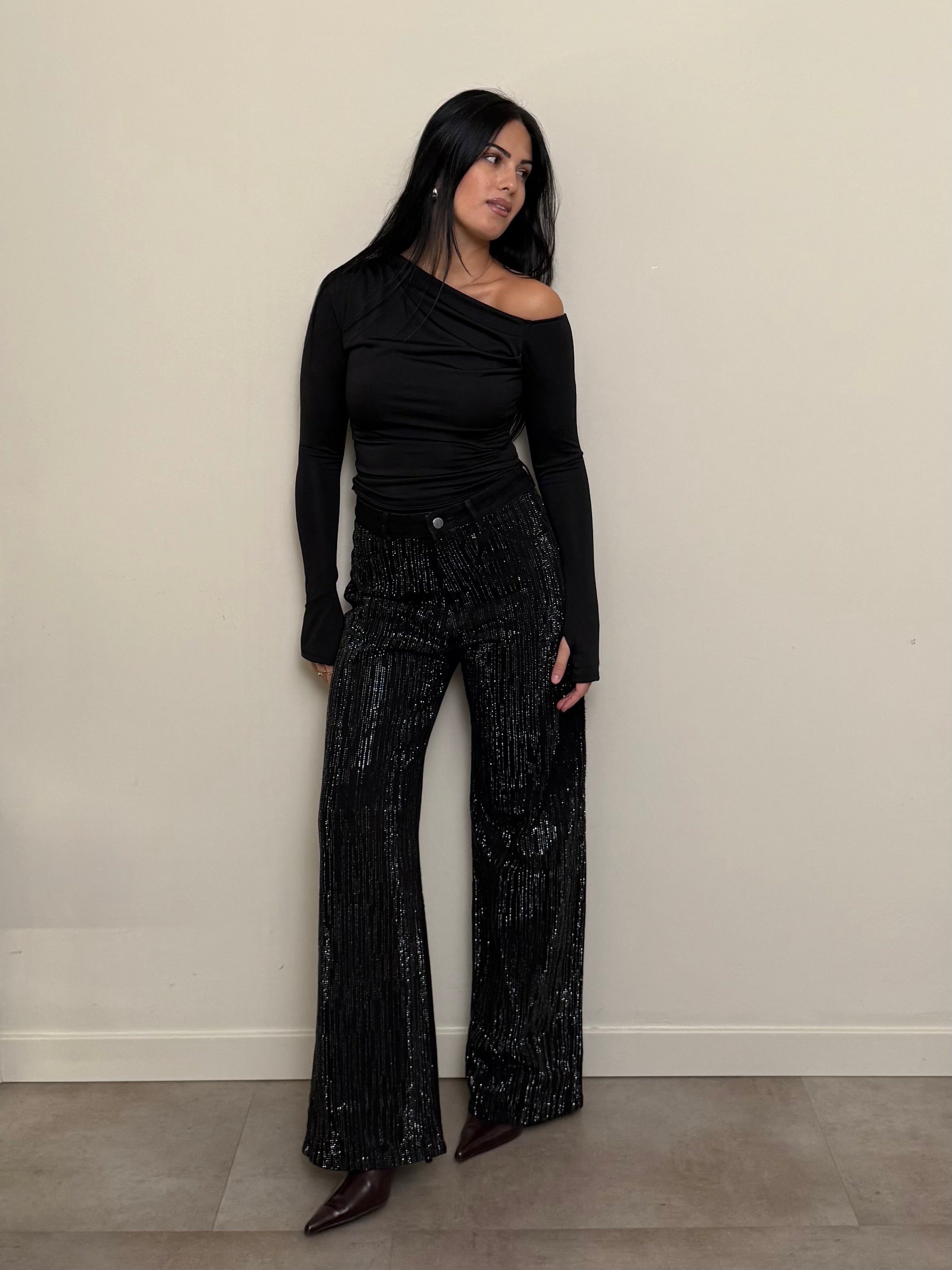 Jeans glitter nero