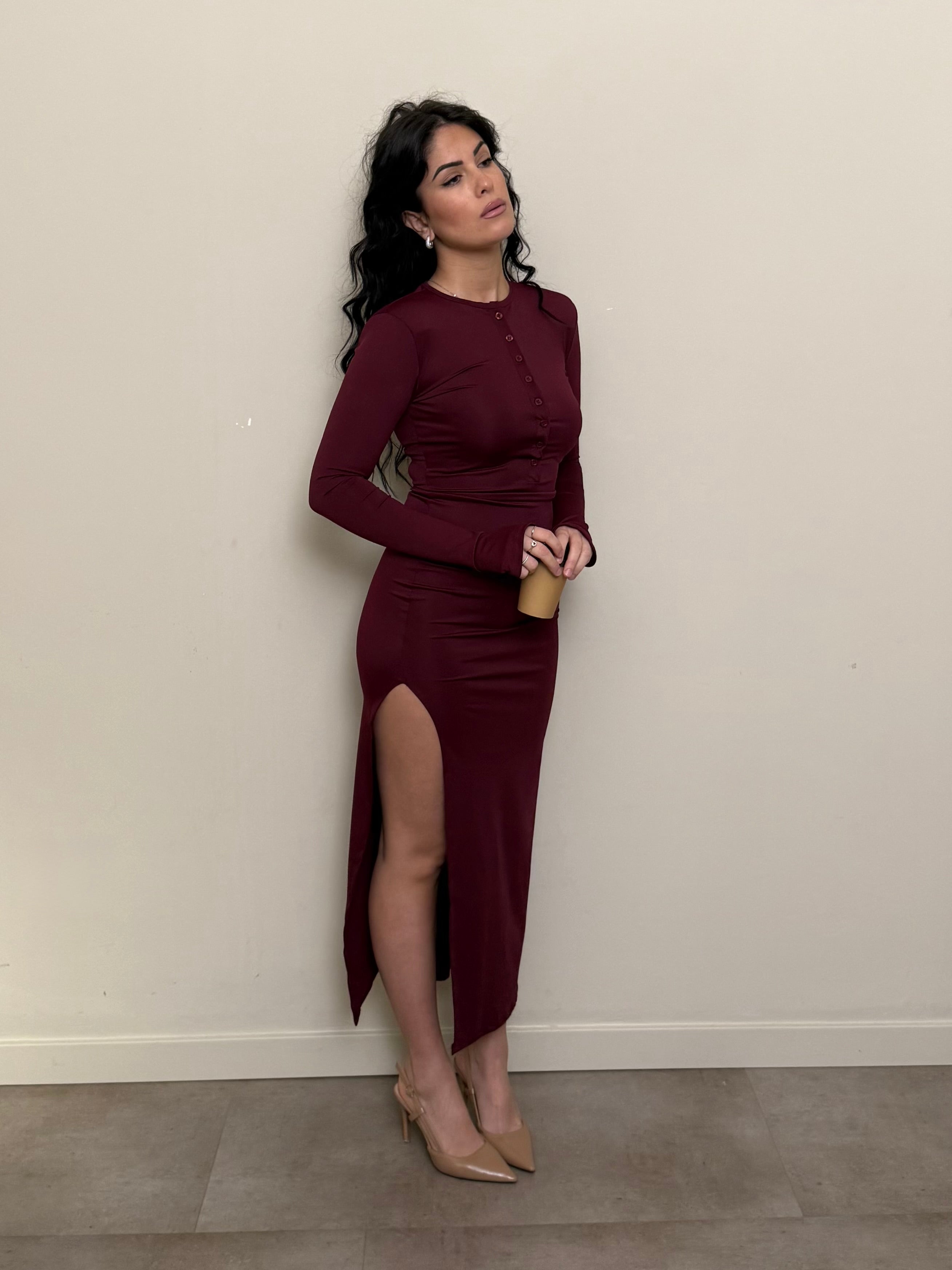 Abito lungo magic bordeaux