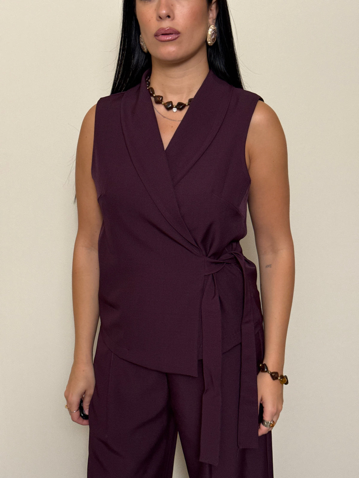 Coordinato gilet vinaccia
