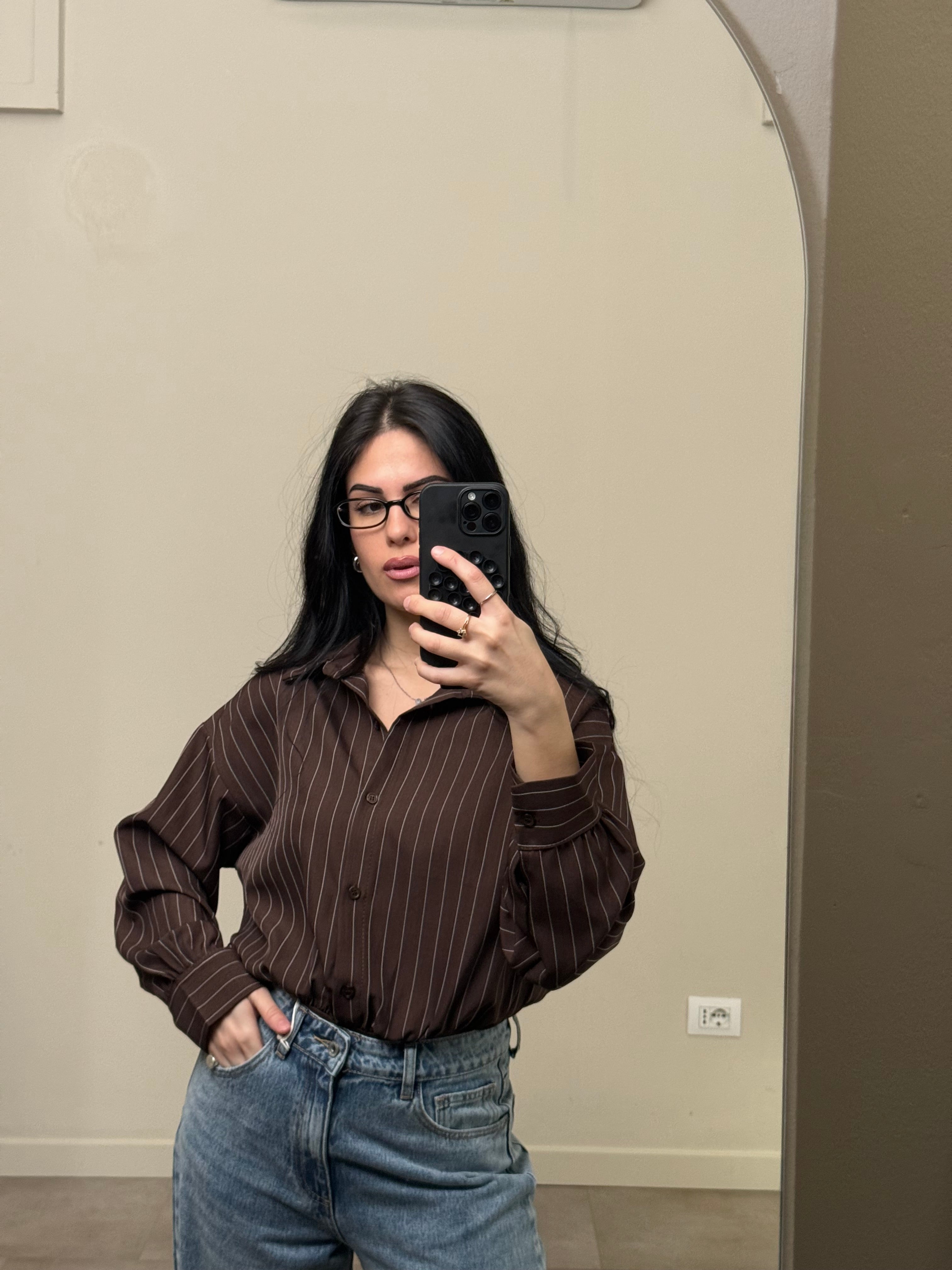 Camicia body gessata