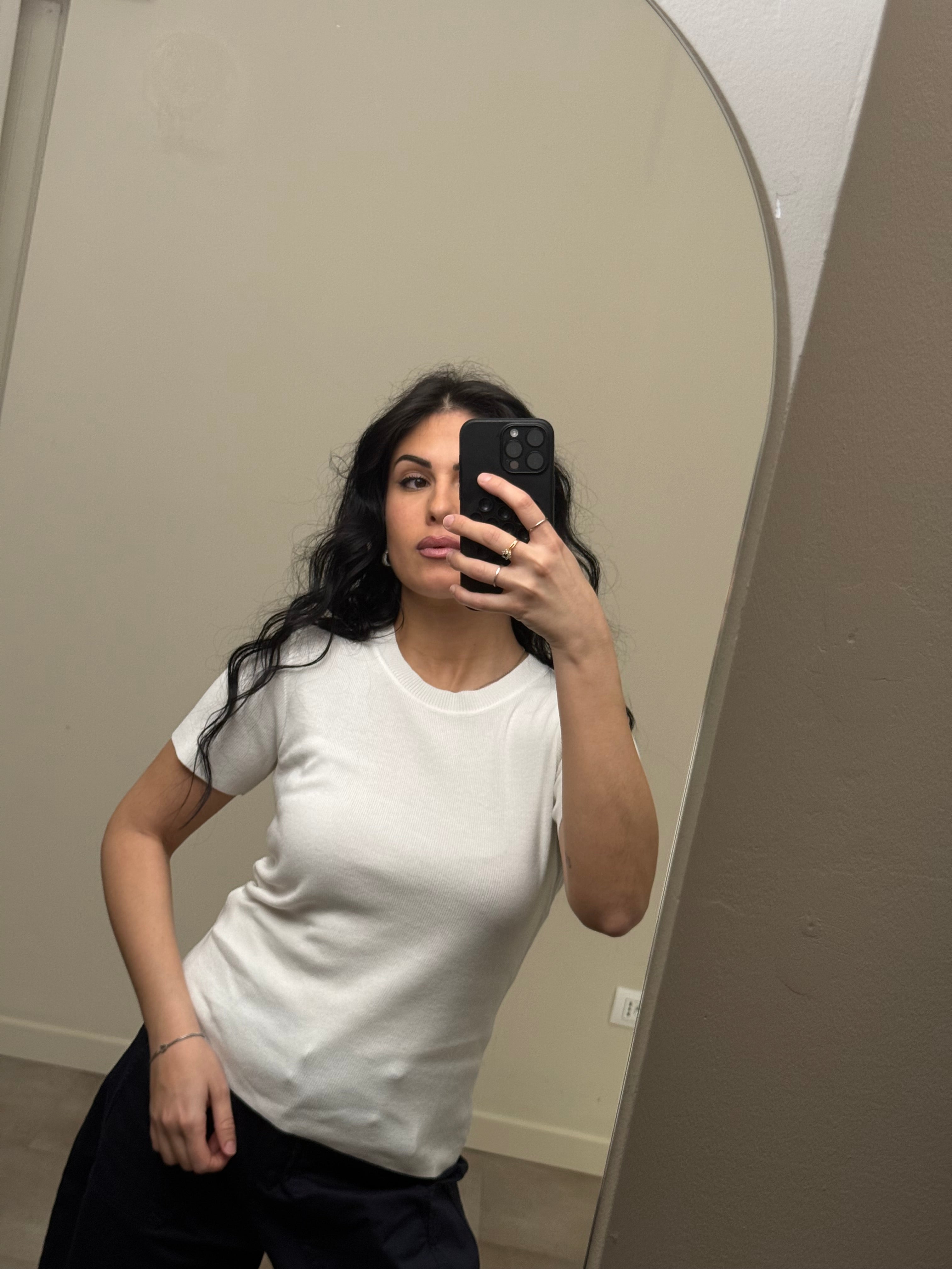 T-shirt filo basic bianco freddo