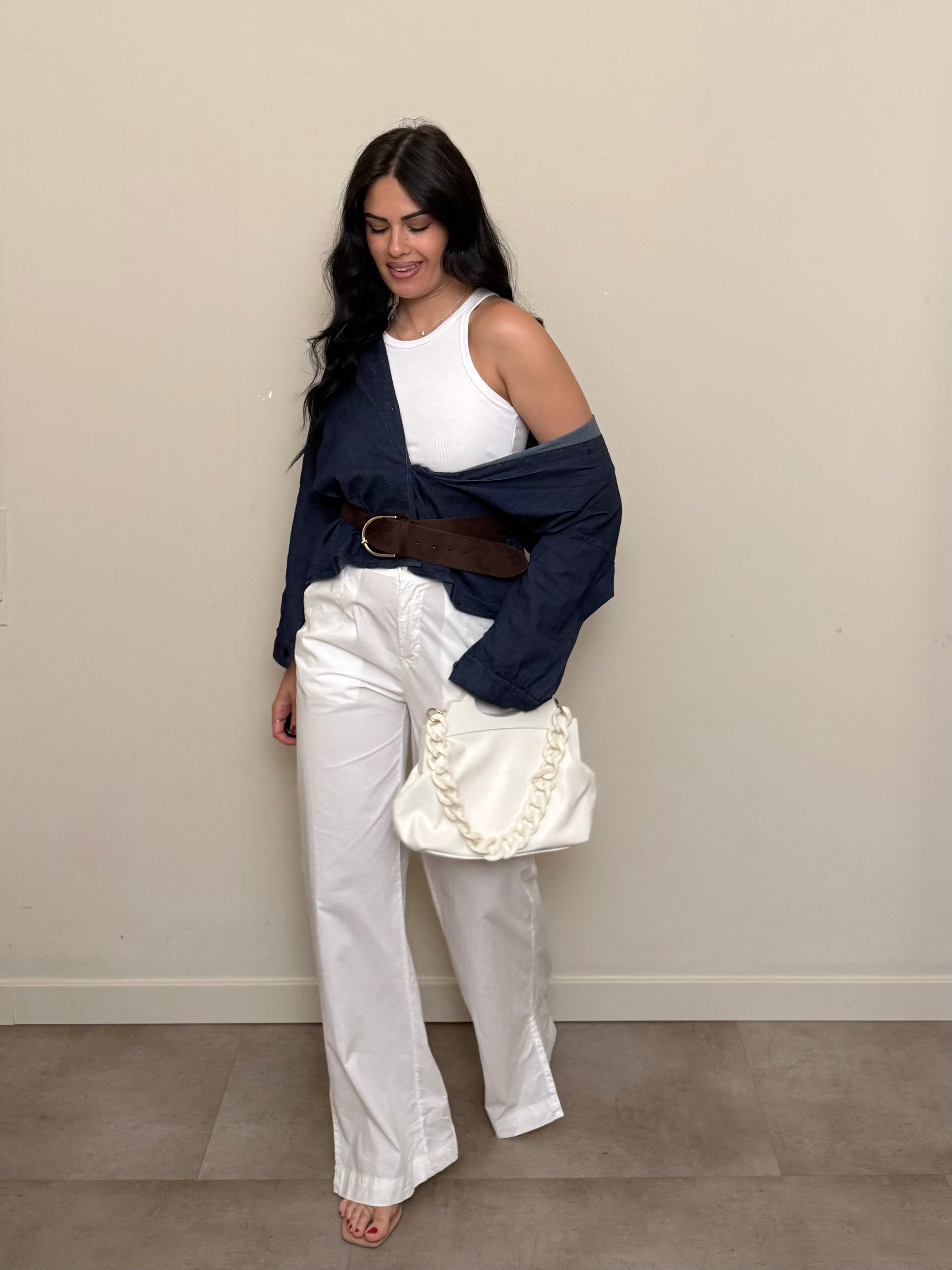 Pantalone bianco freddo dritto