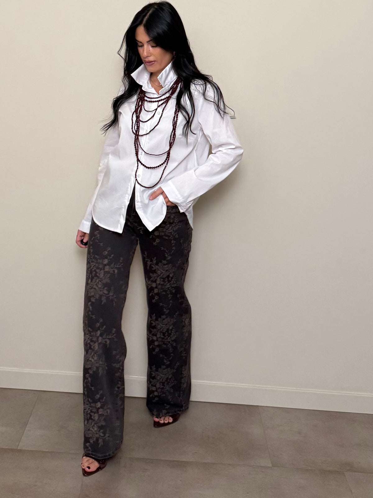 Jeans palazzo ricamato