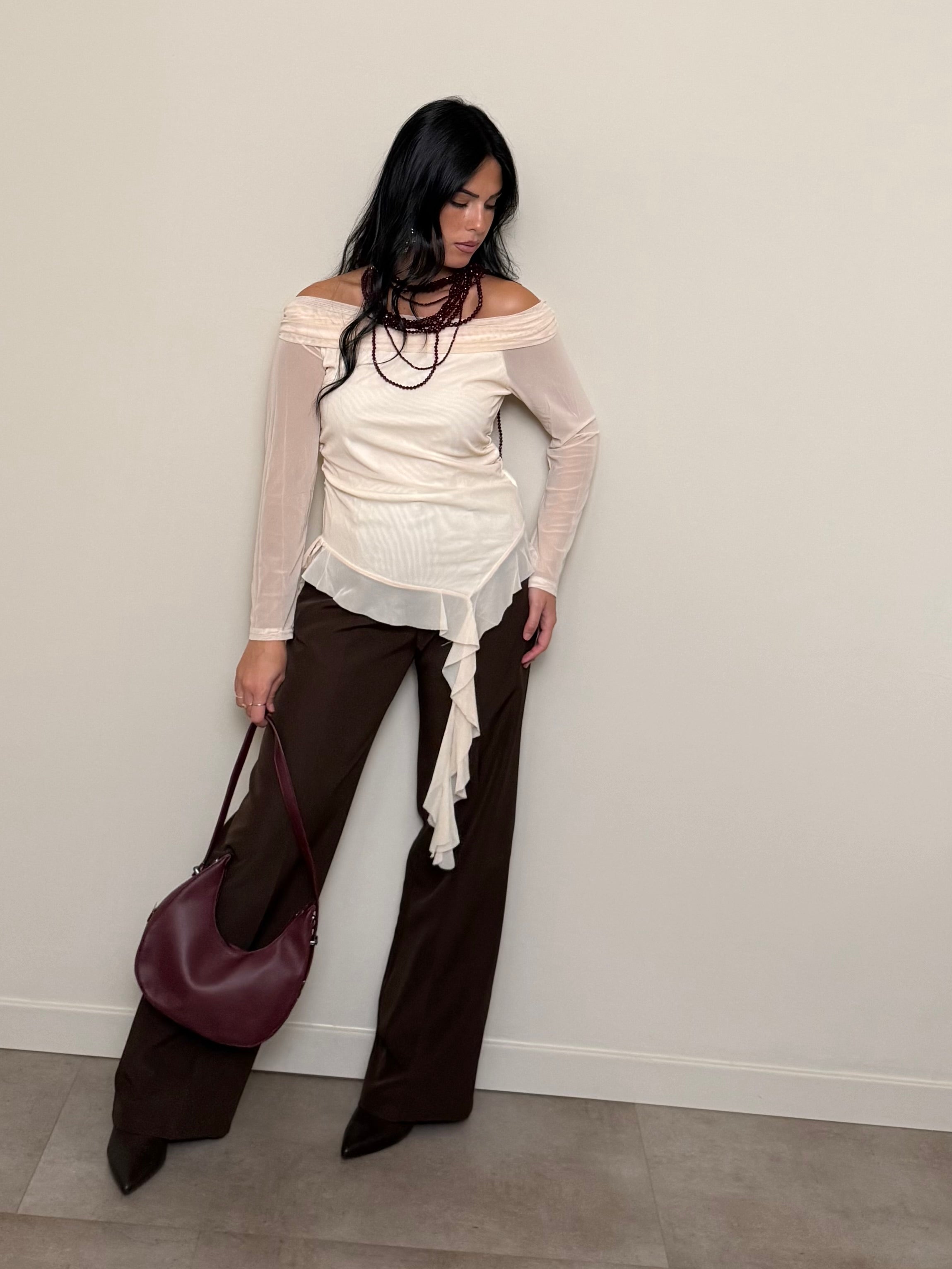 Pantalone palazzo basic cioccolato