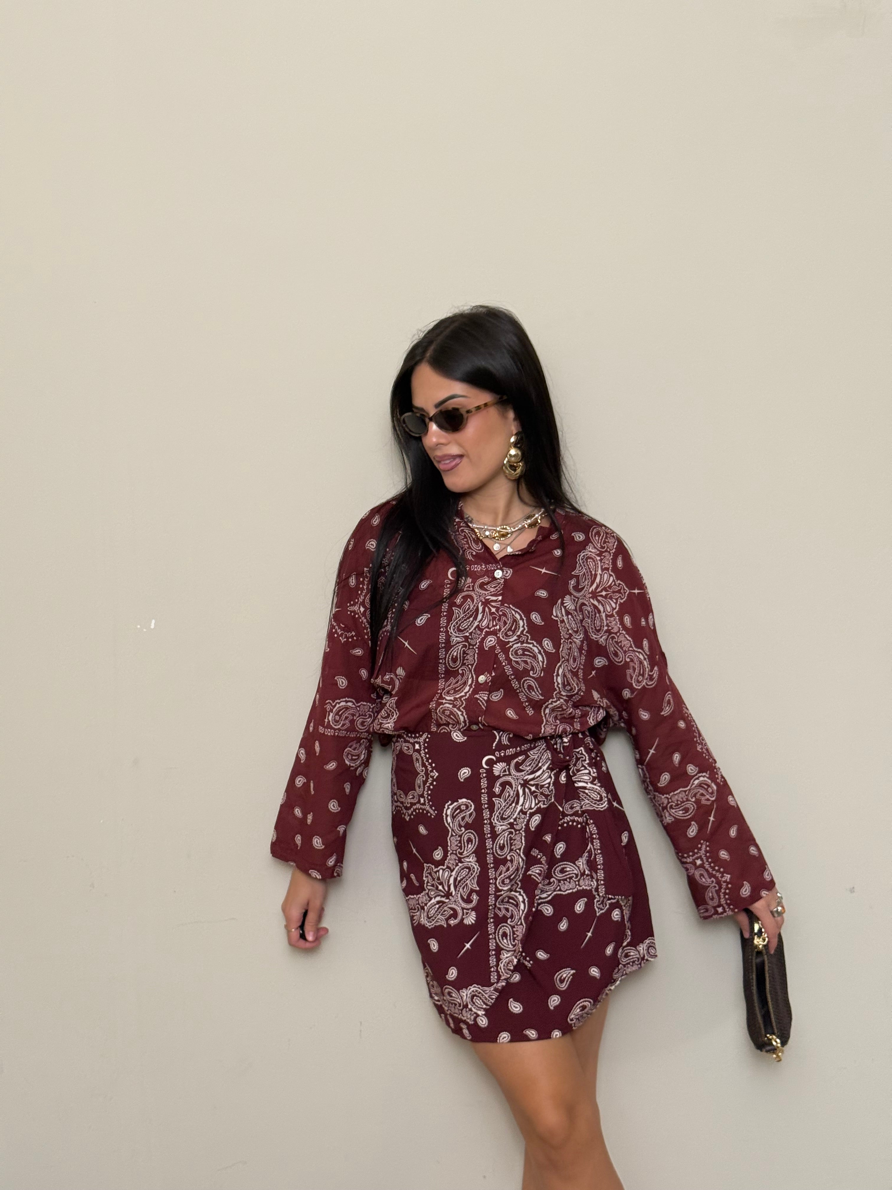 Coordinato pareo bandana bordeaux