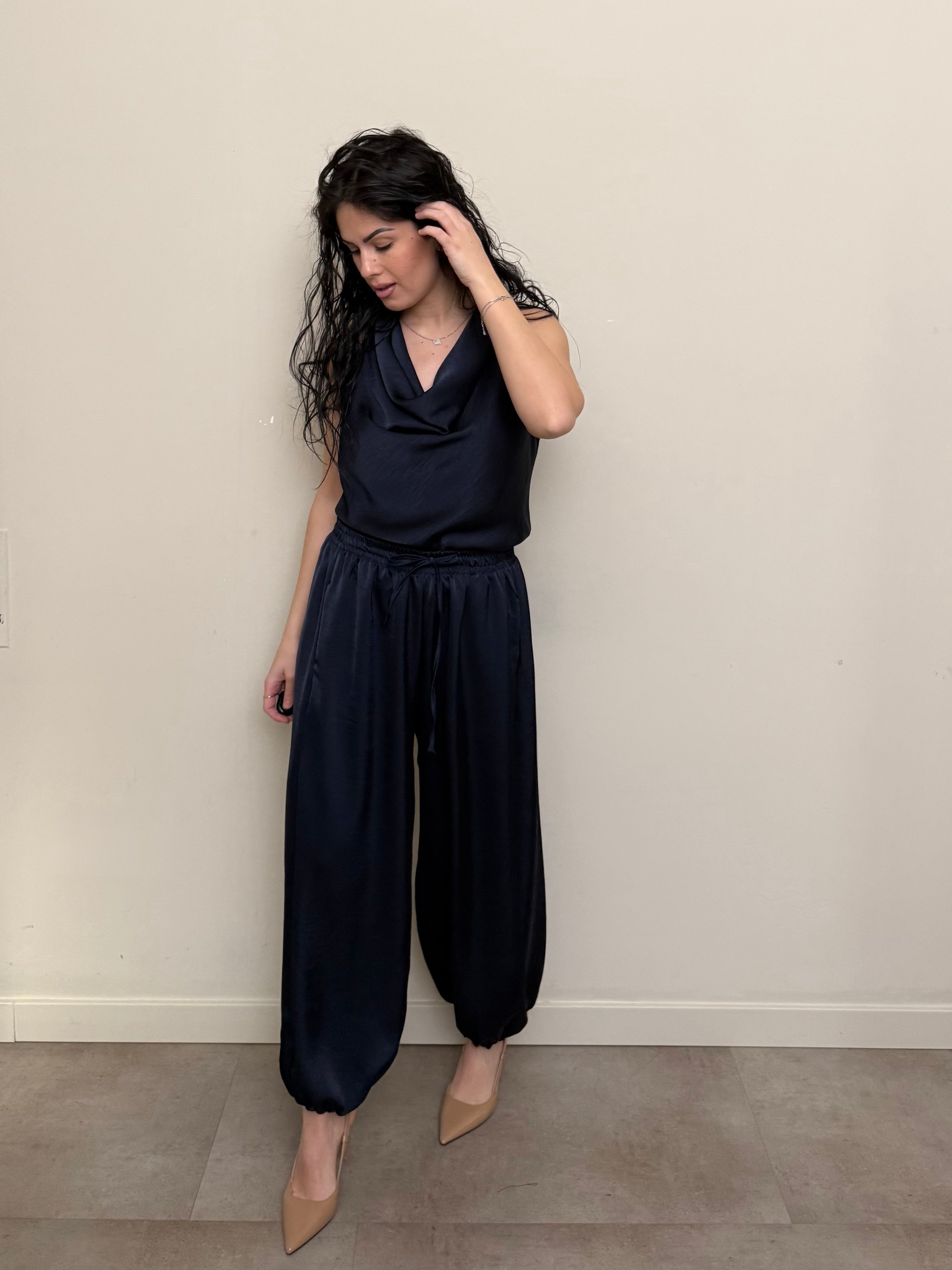 Coordinato satin blu