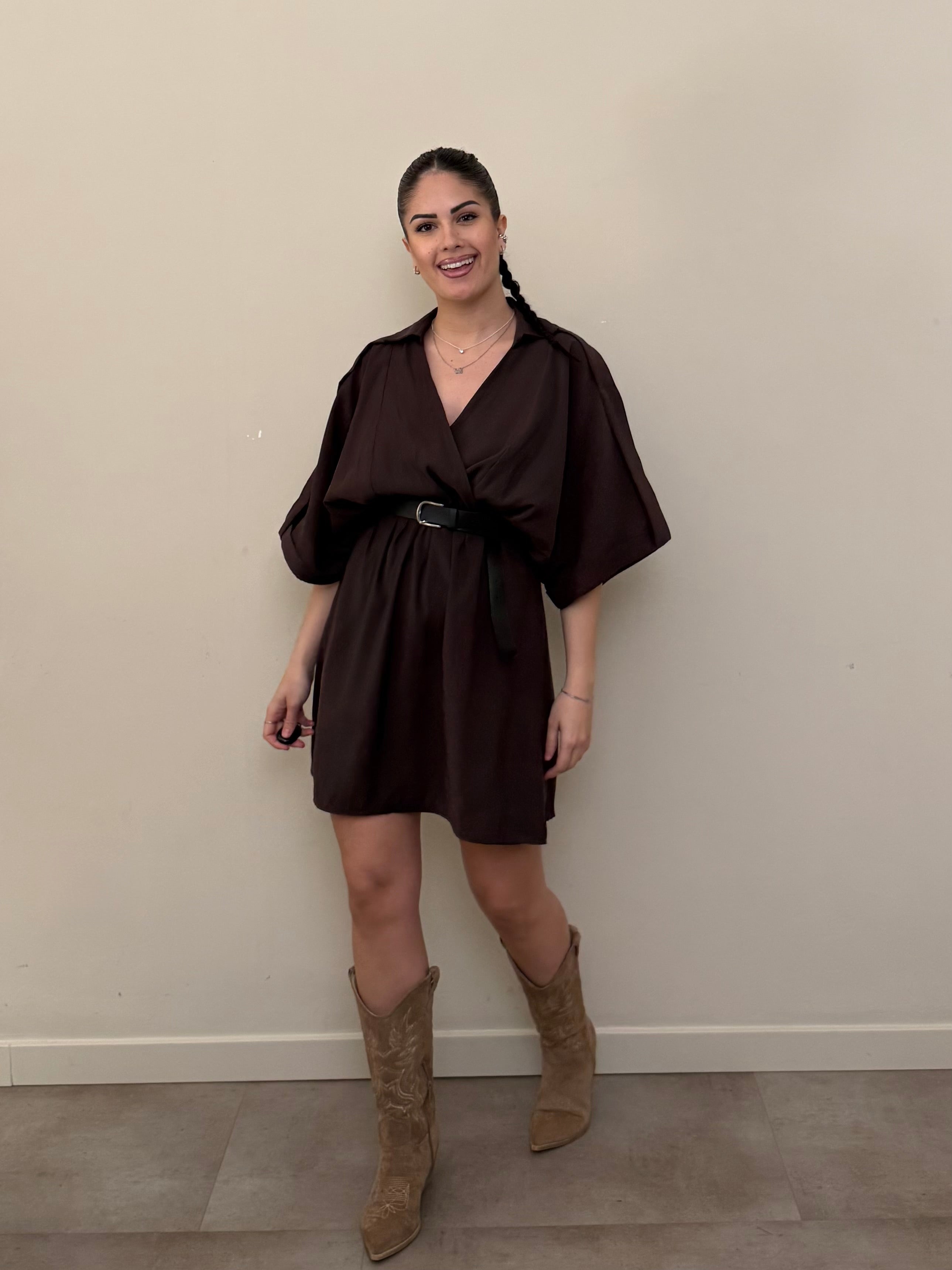 Dress viscosa marrone freddo