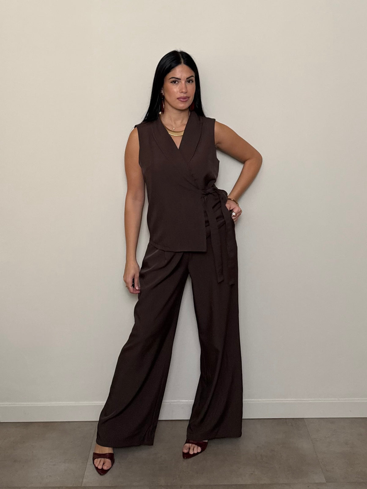 Coordinato gilet cioccolato