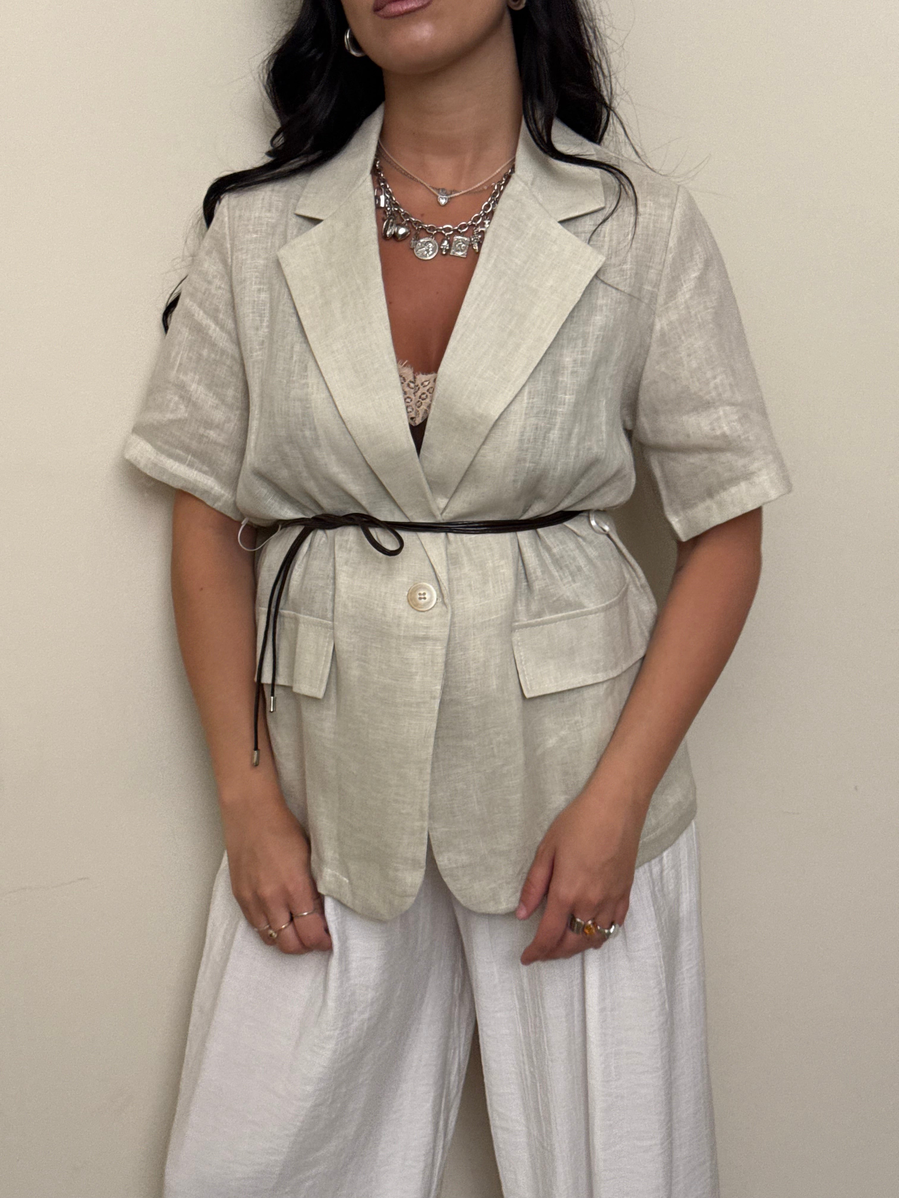 Gilet panna lino