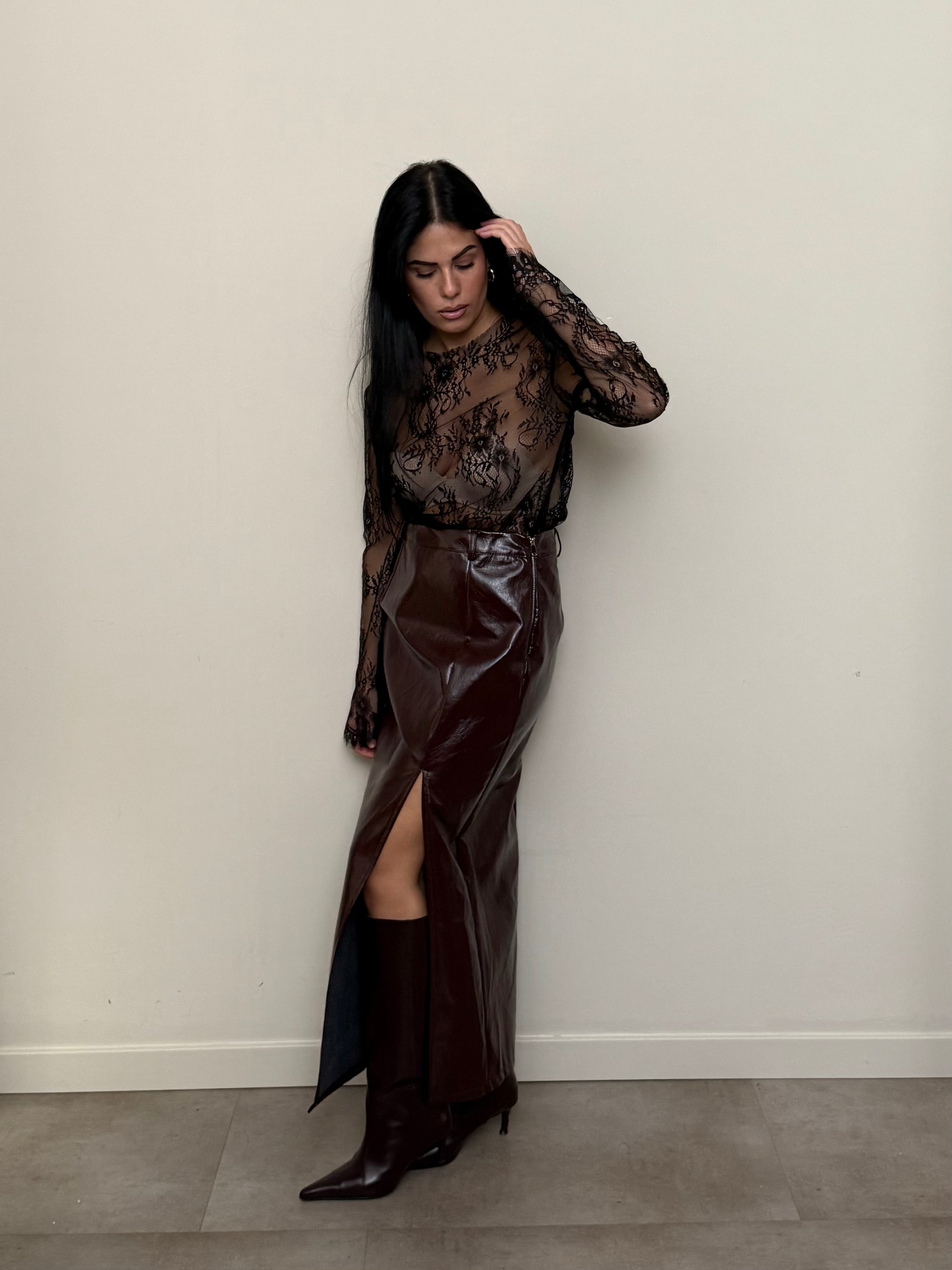 Maglia pizzo trasparente