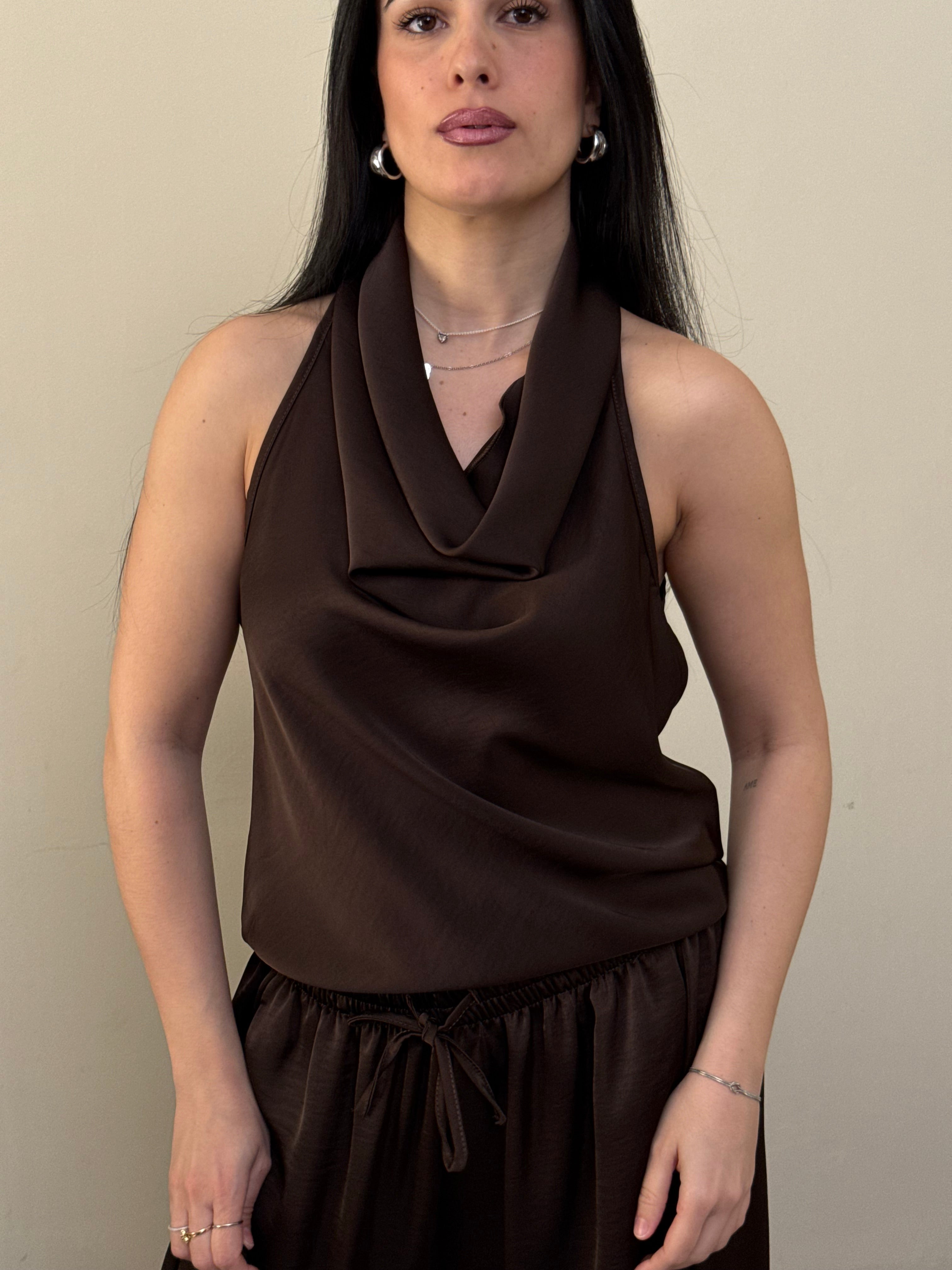 Coordinato satin marrone freddo