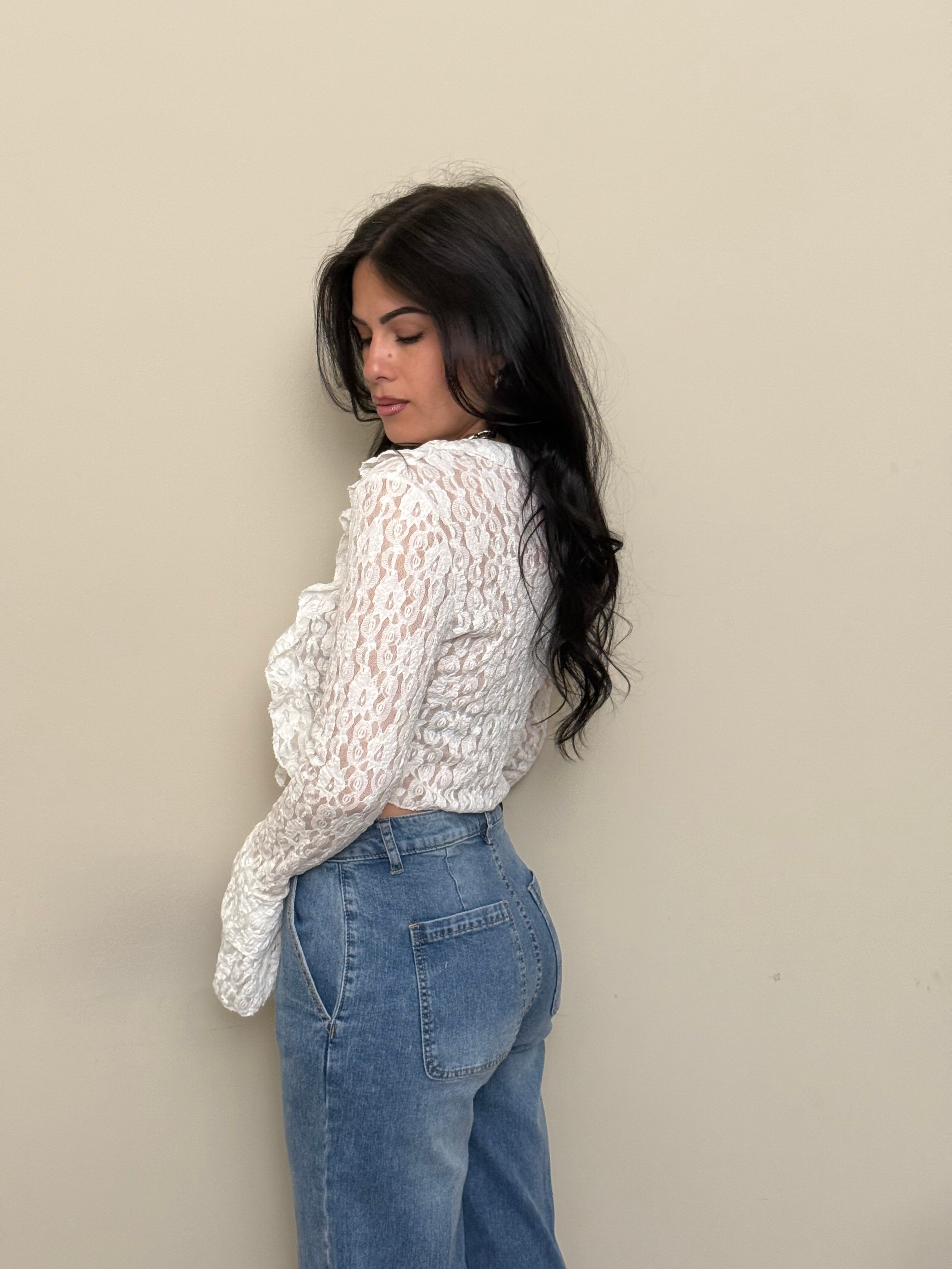 Cardigan pizzo bianco freddo