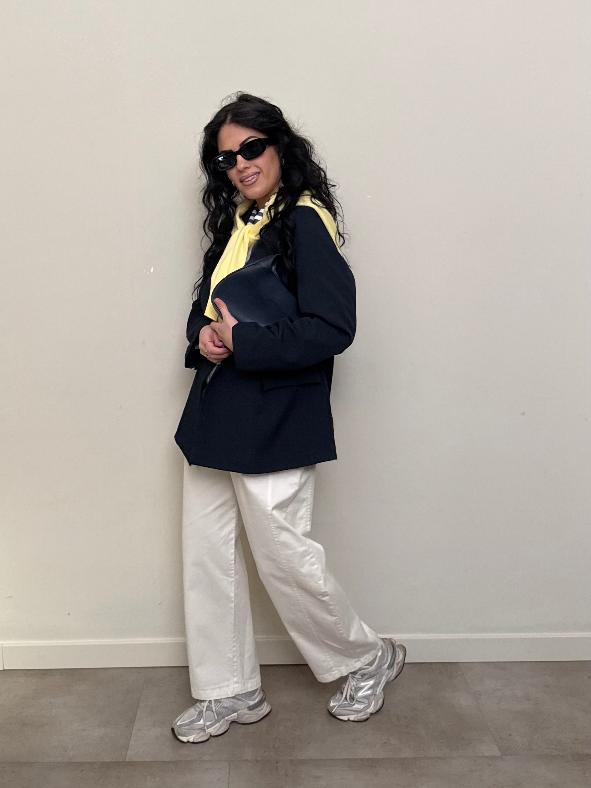 Pantalone baggy cotone burro