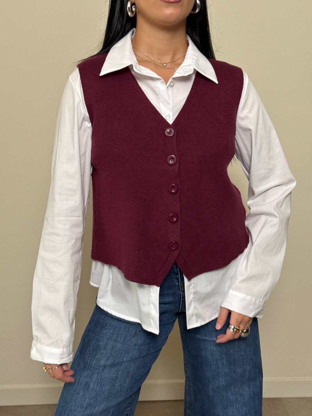 Gilet viscosa bordeaux
