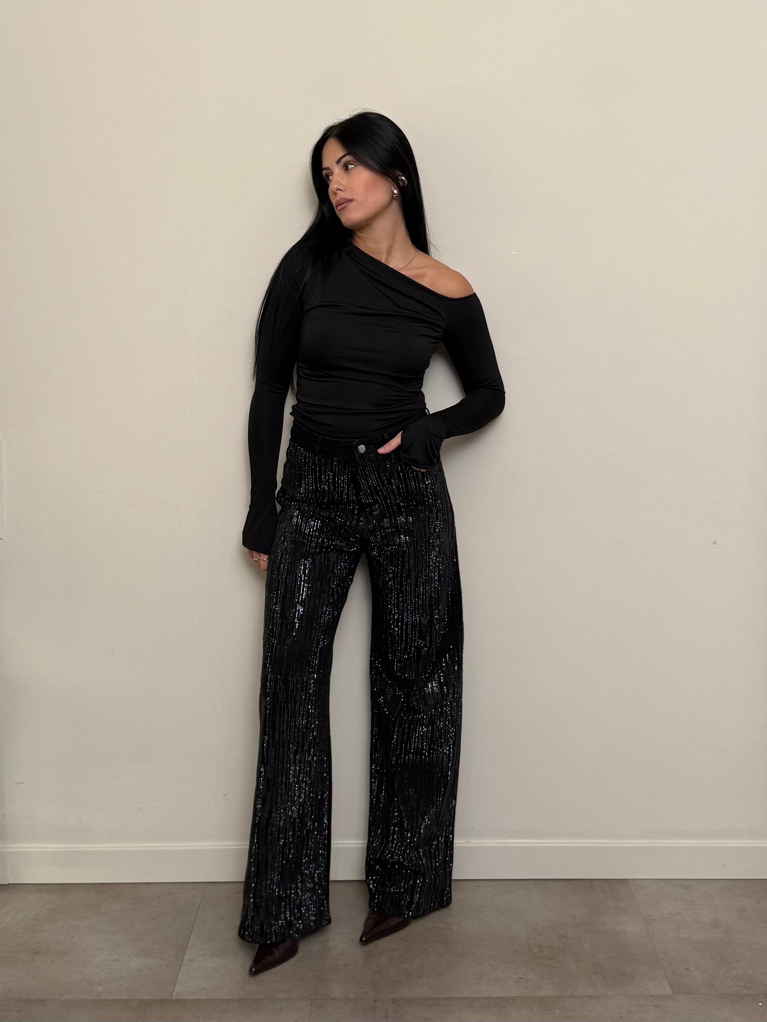 Jeans glitter nero