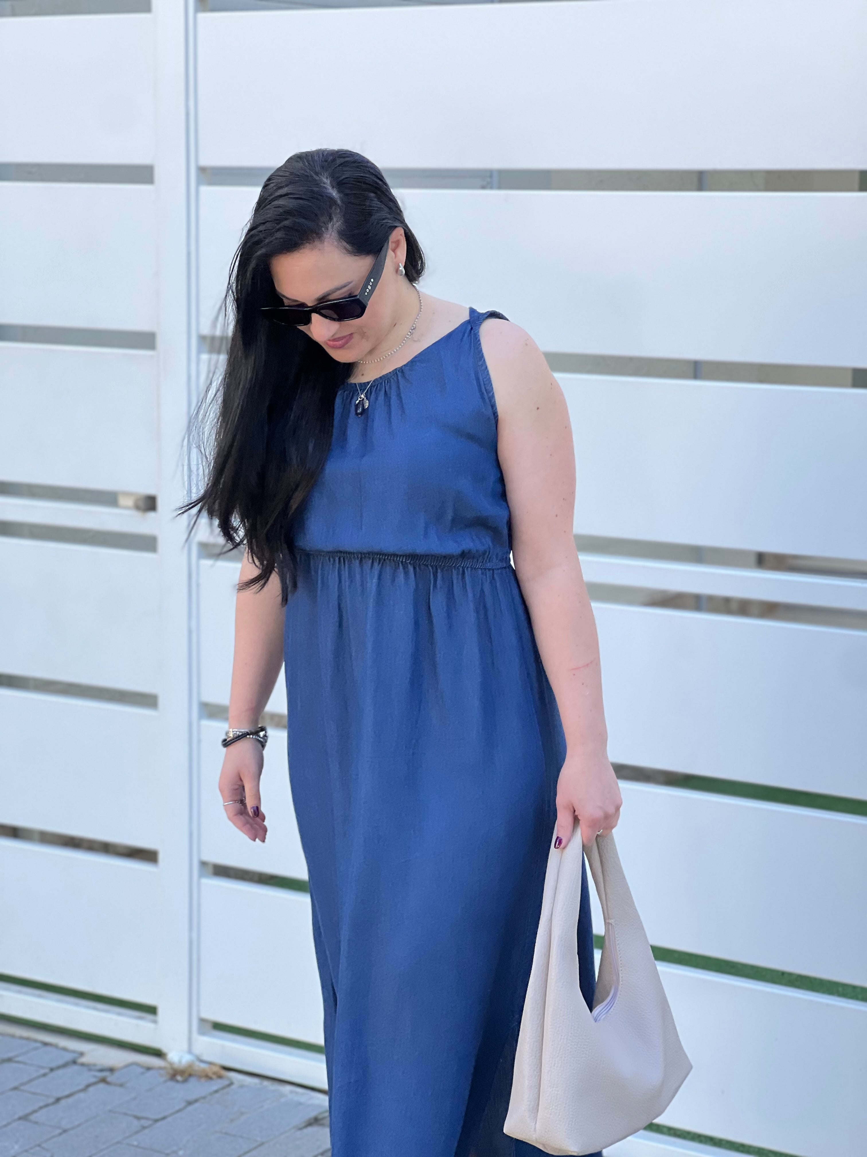 Abito jeans lungo bretella