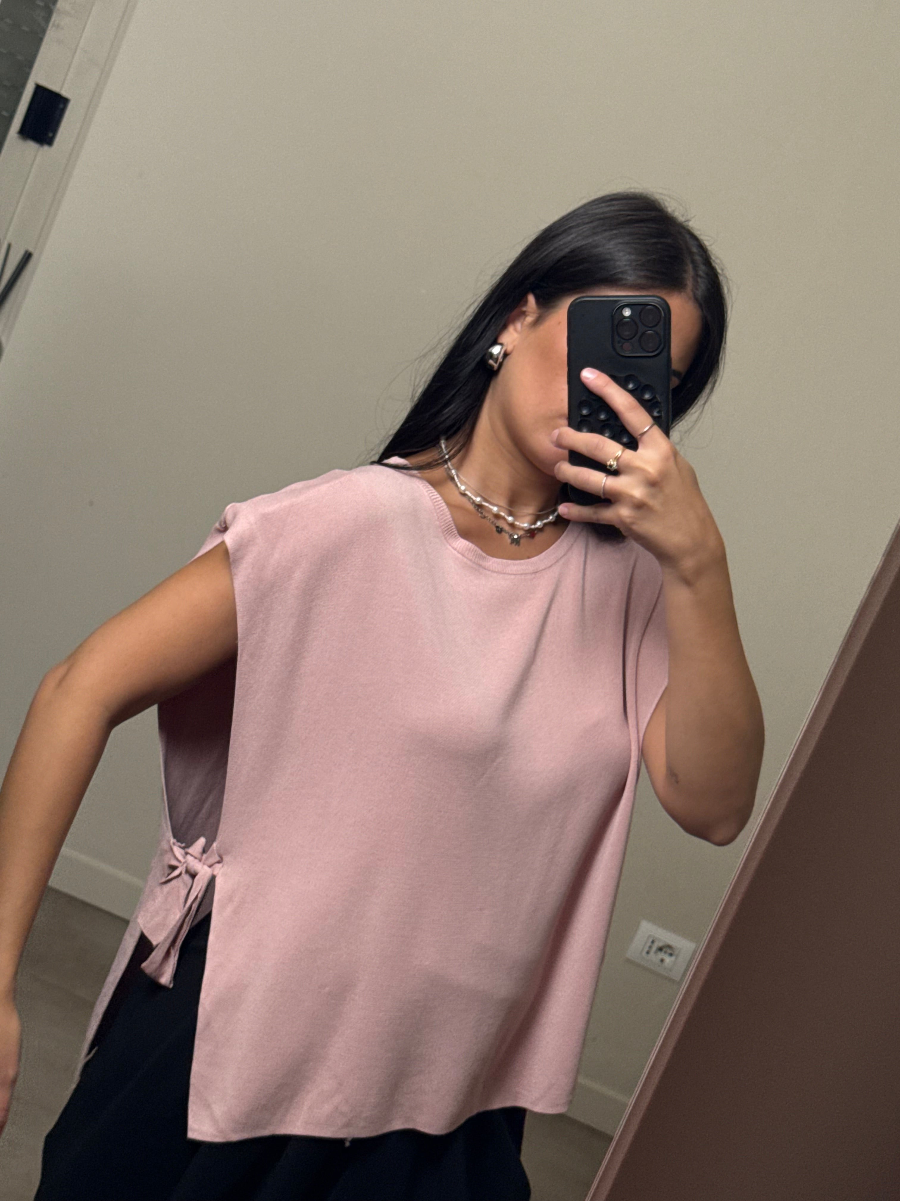 Gilet morbido fiocchi rosa soft