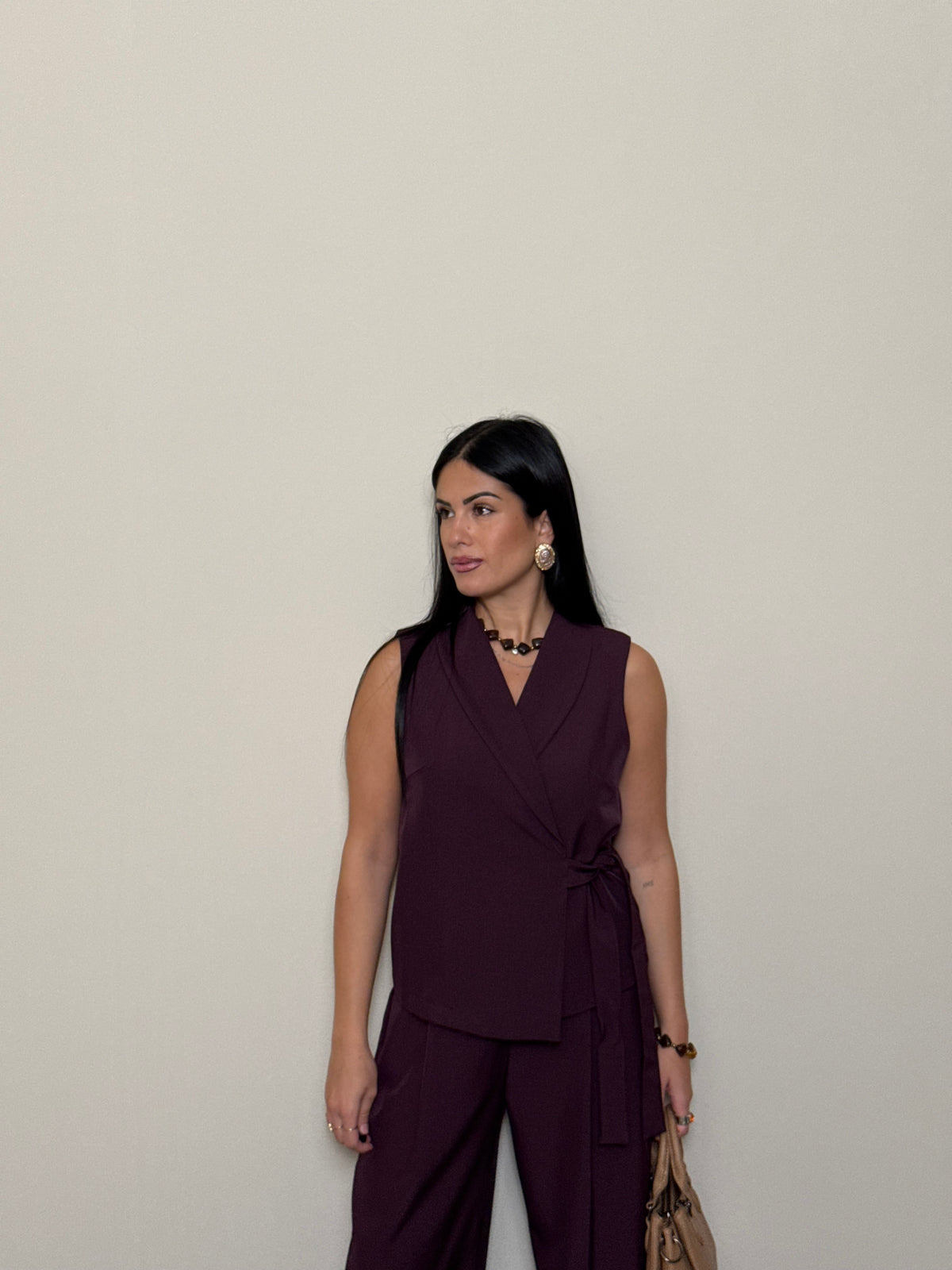 Coordinato gilet vinaccia