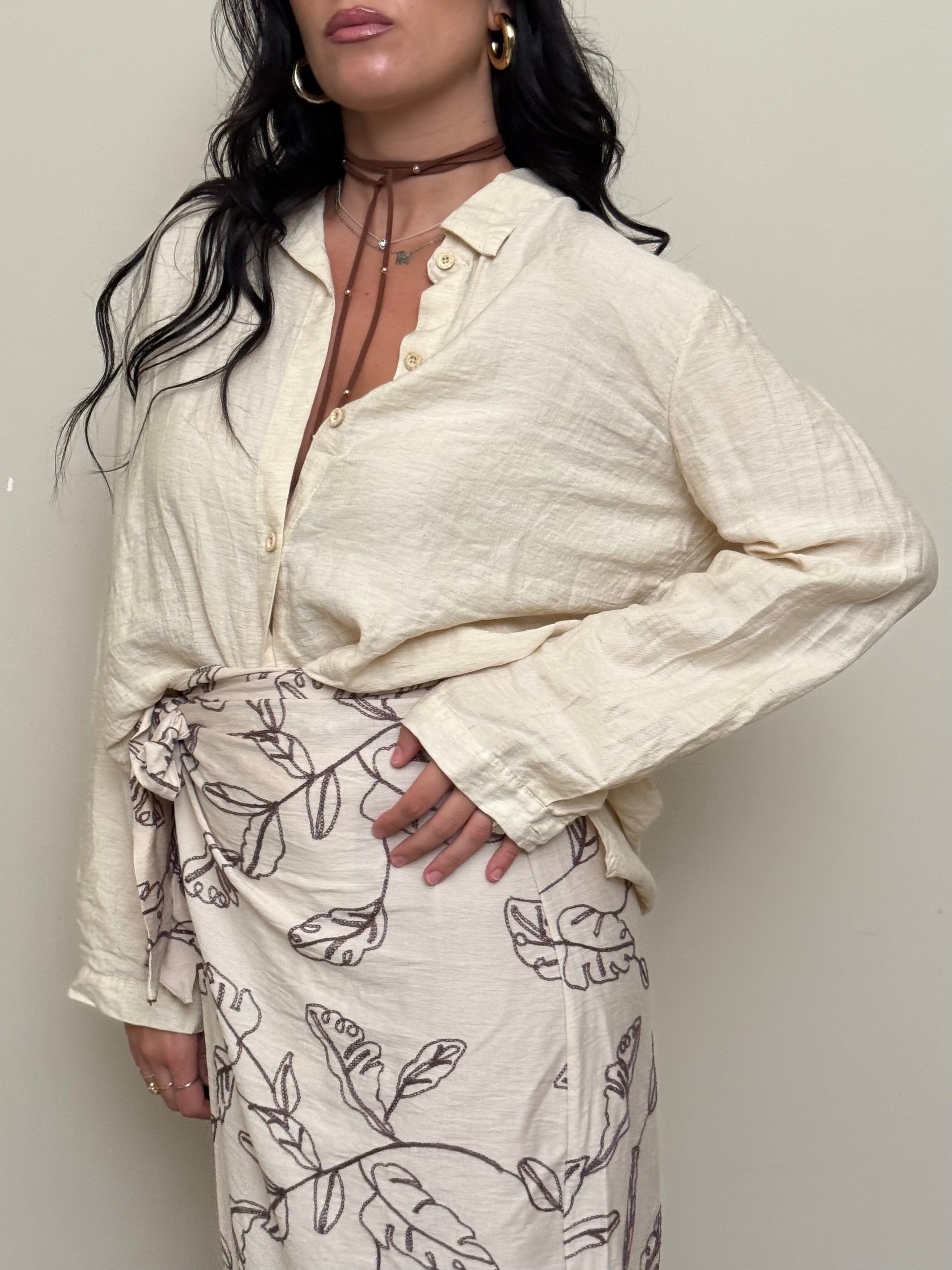 Camicia tencel e lino panna