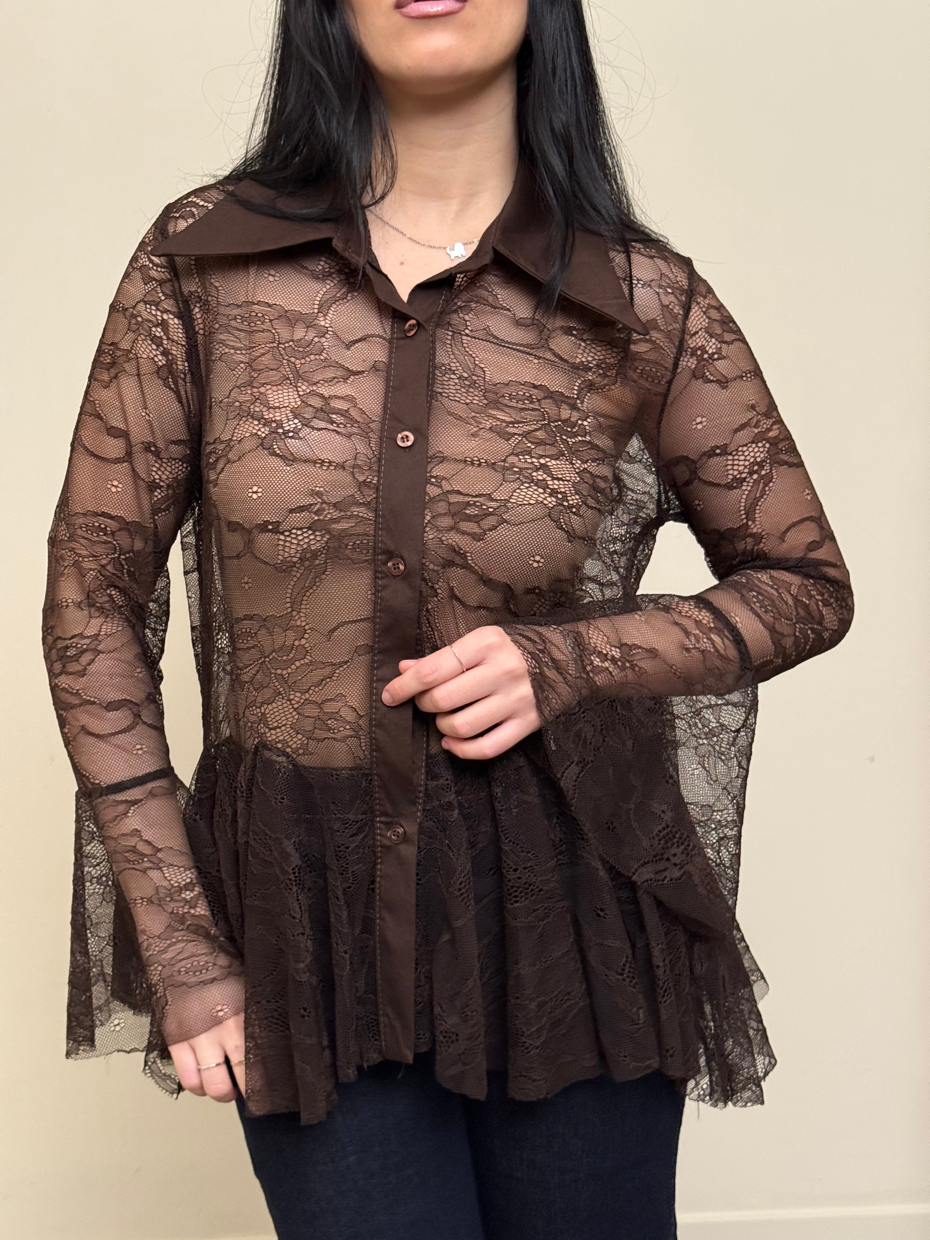 Camicia di pizzo cioccolato