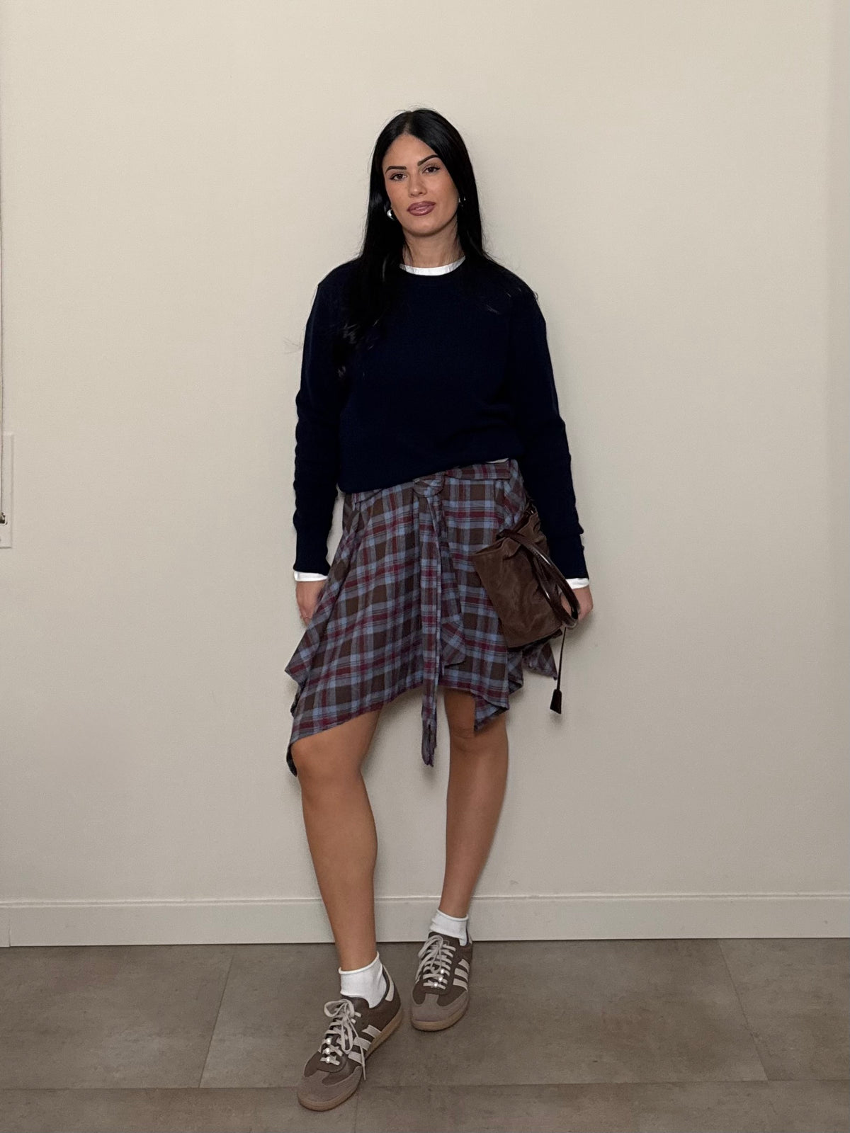 Mini gonna a quadri azzurro