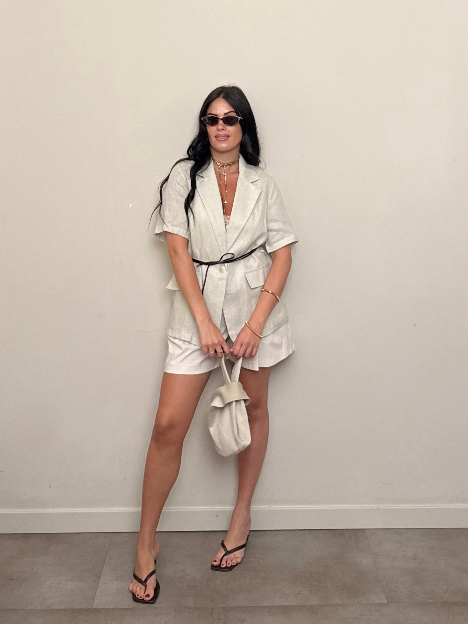 Gilet panna lino