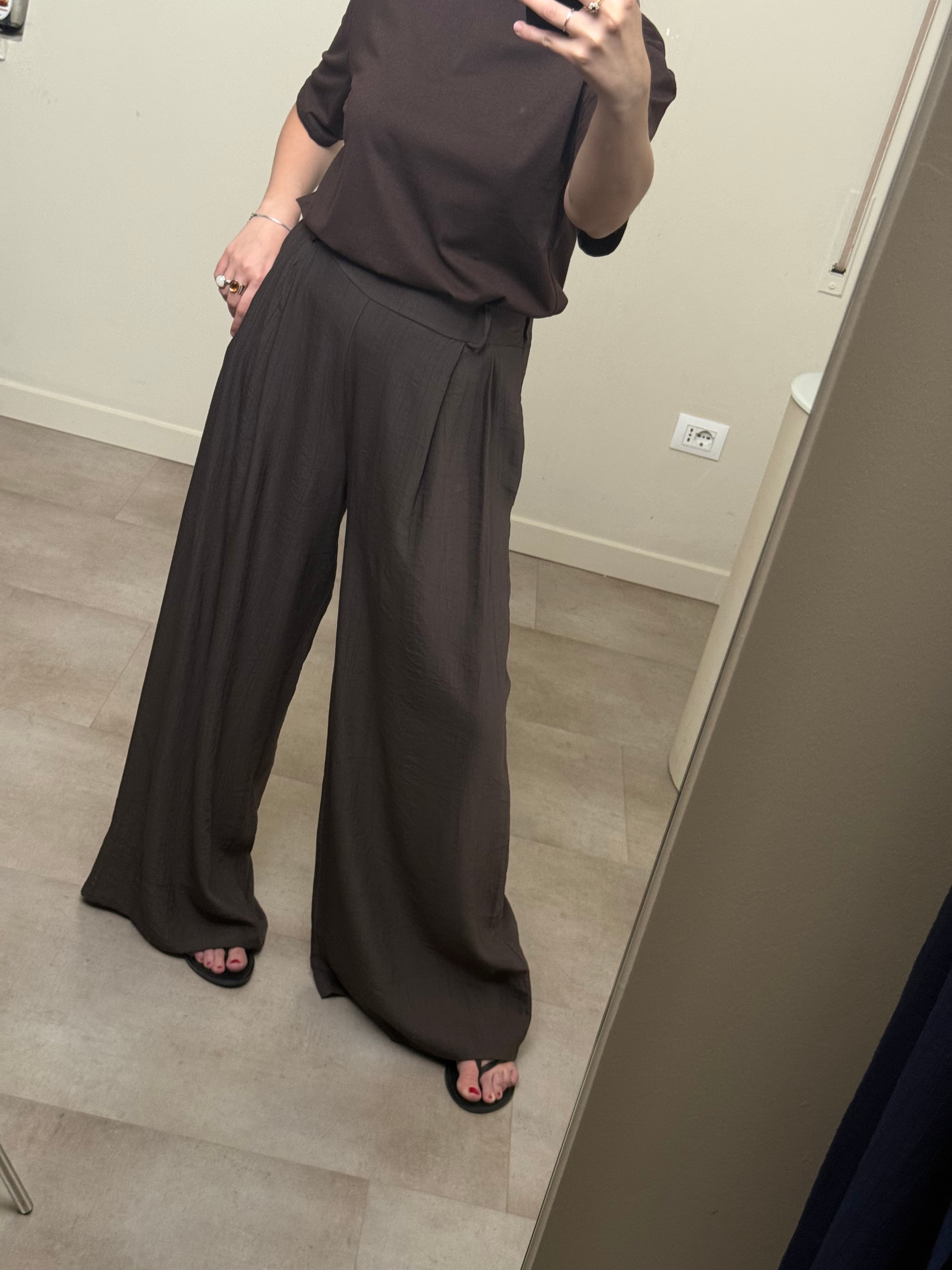 Pantalone palazzo morbido cioccolato
