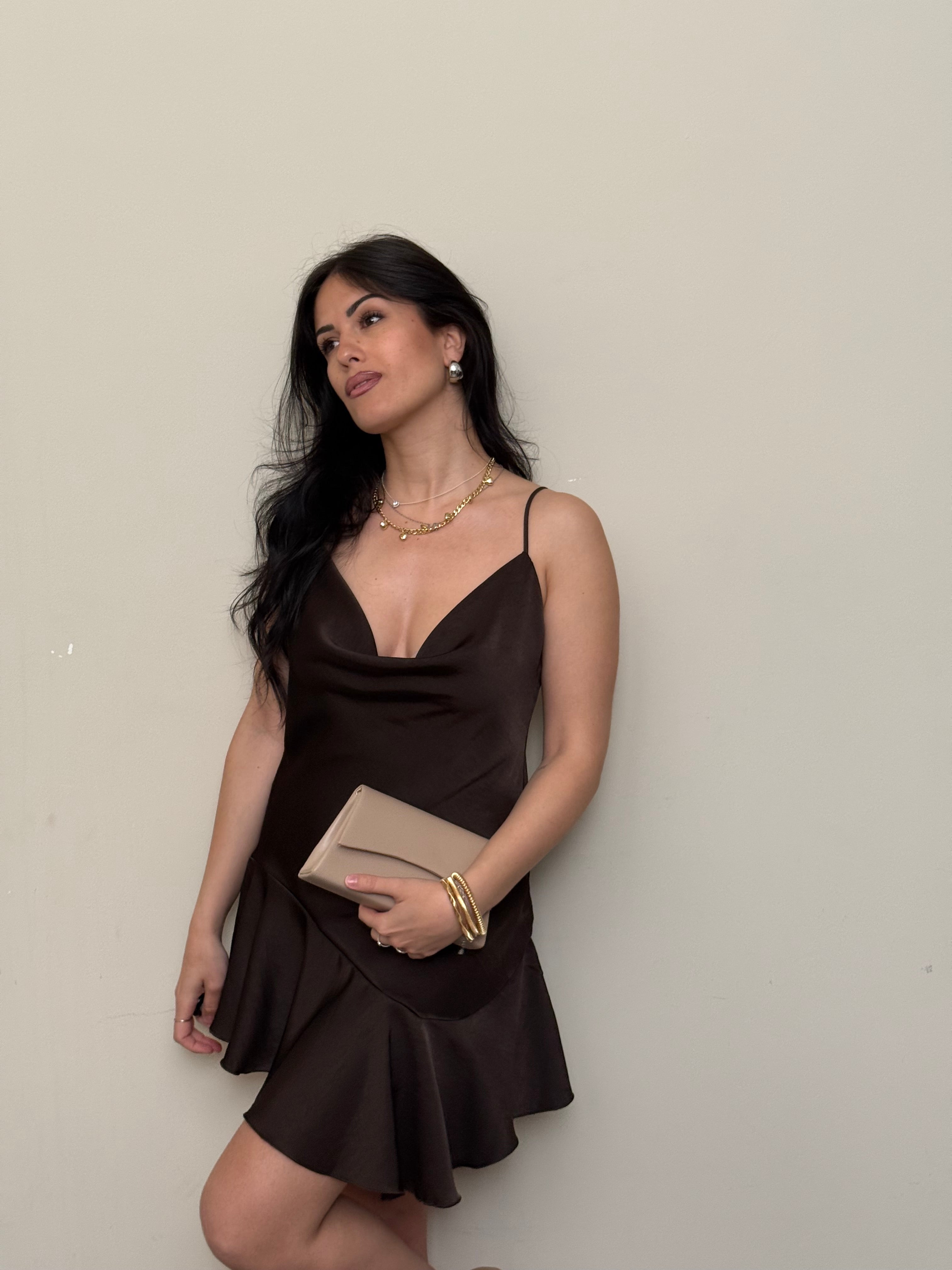 Mini dress satinato cioccolato