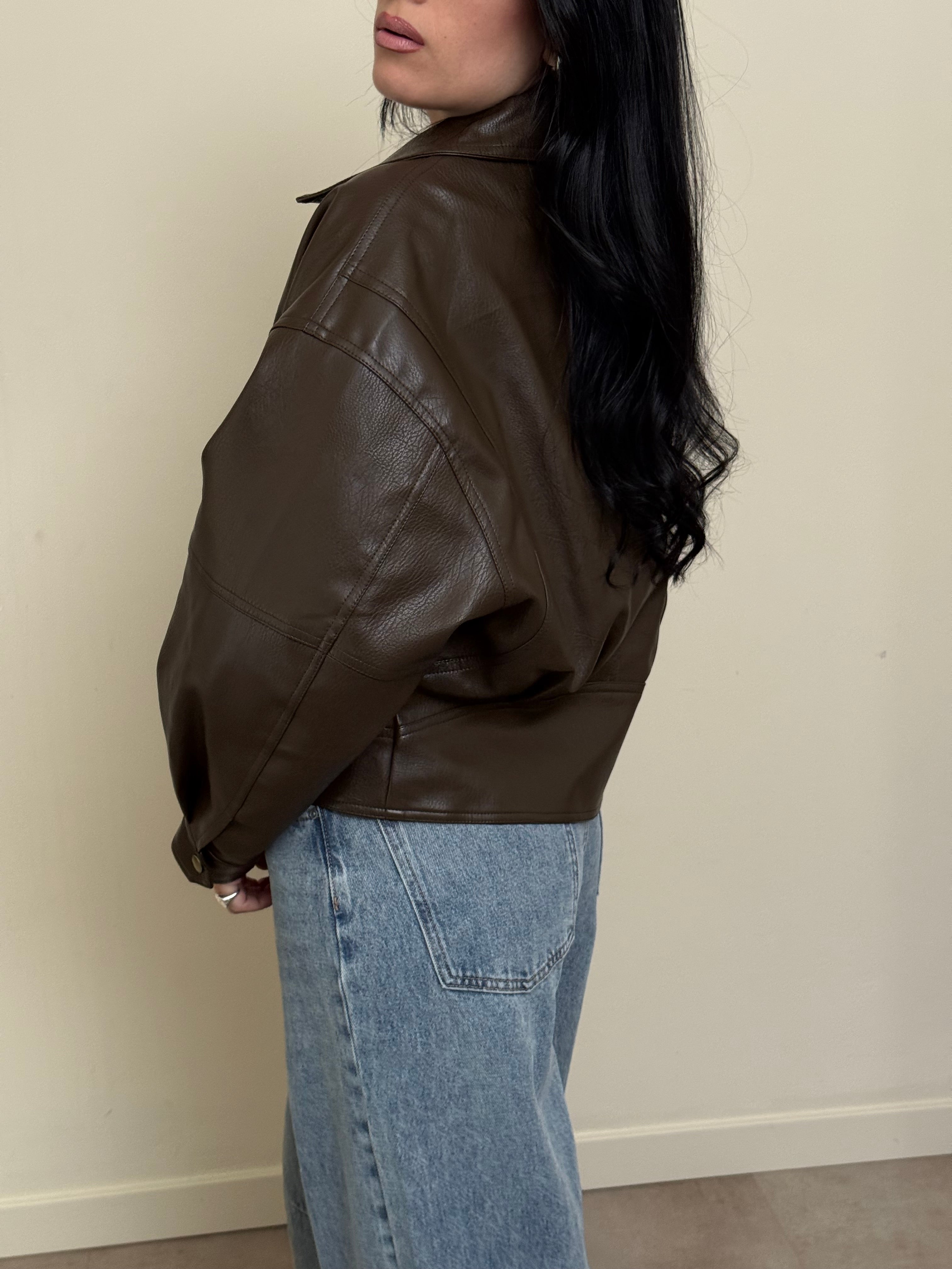 Bomber cioccolato ecopelle