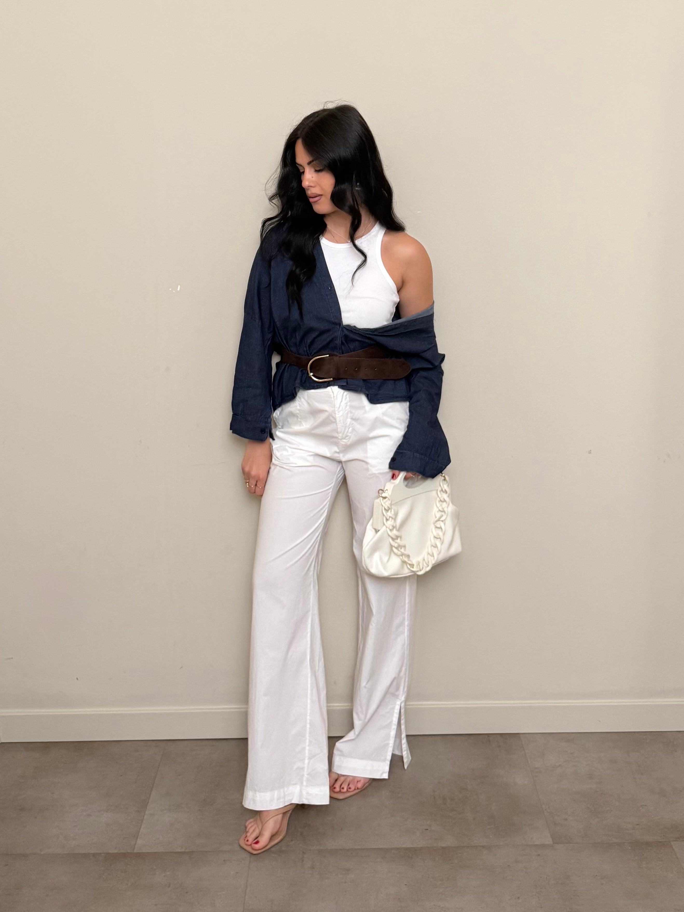 Pantalone bianco freddo dritto