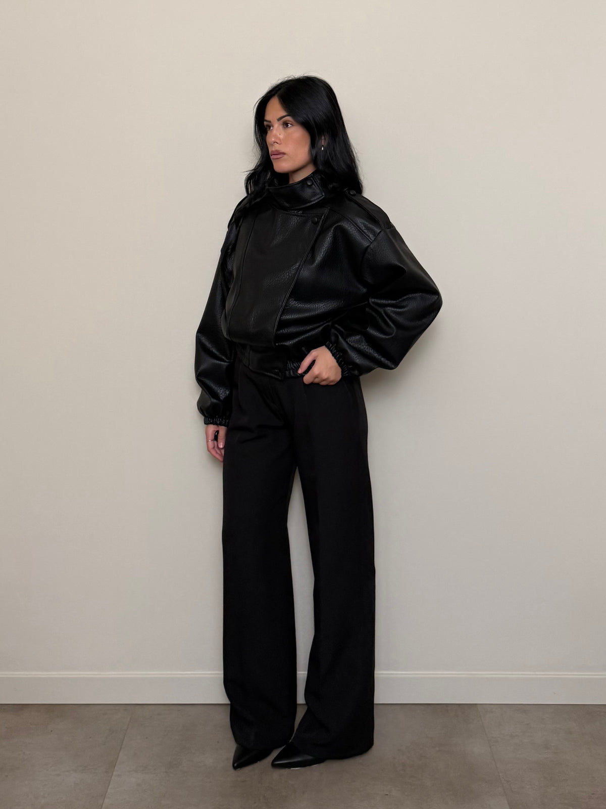 Bomber ecopelle nero