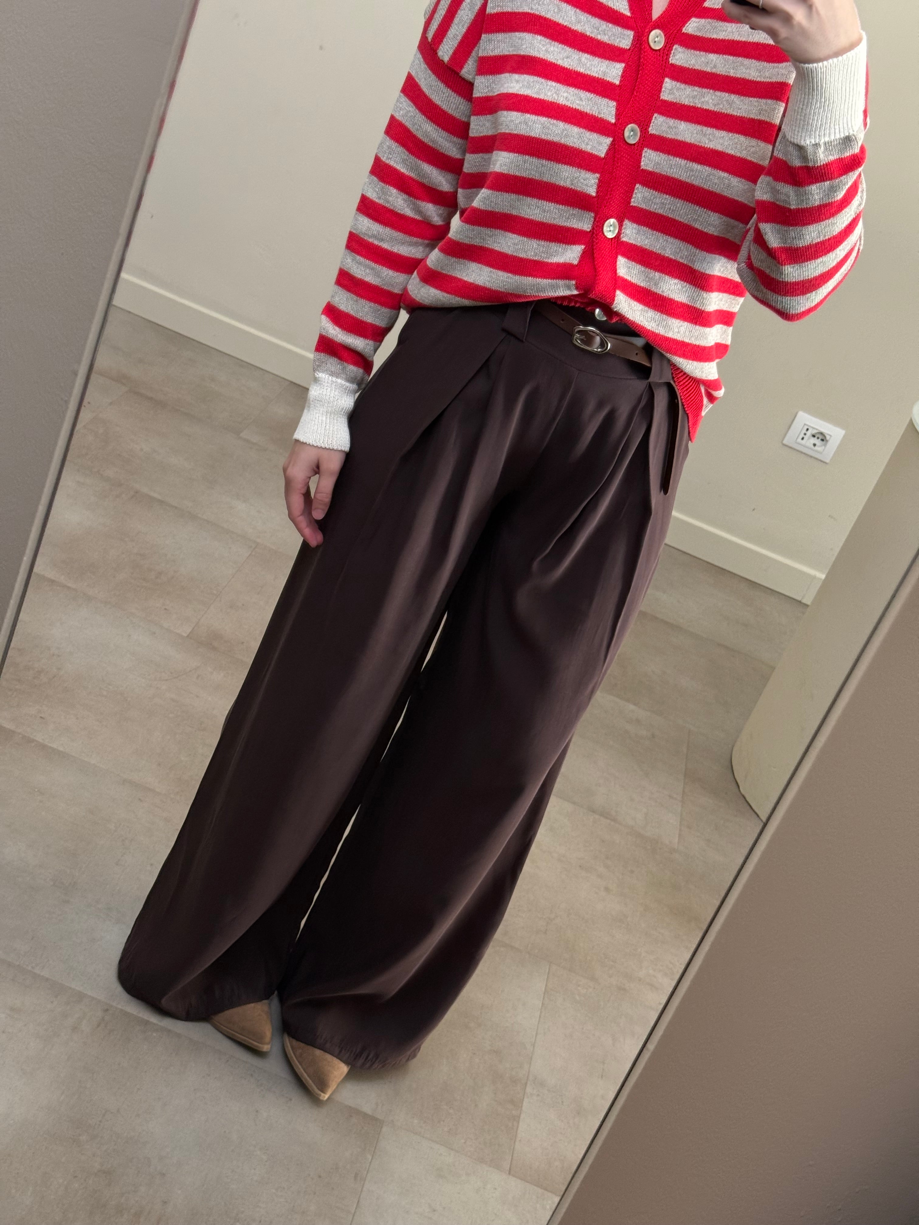 Pantalone viscosa marrone freddo