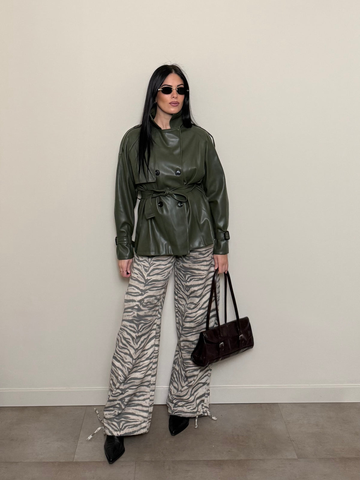 Trench ecopelle verde oliva