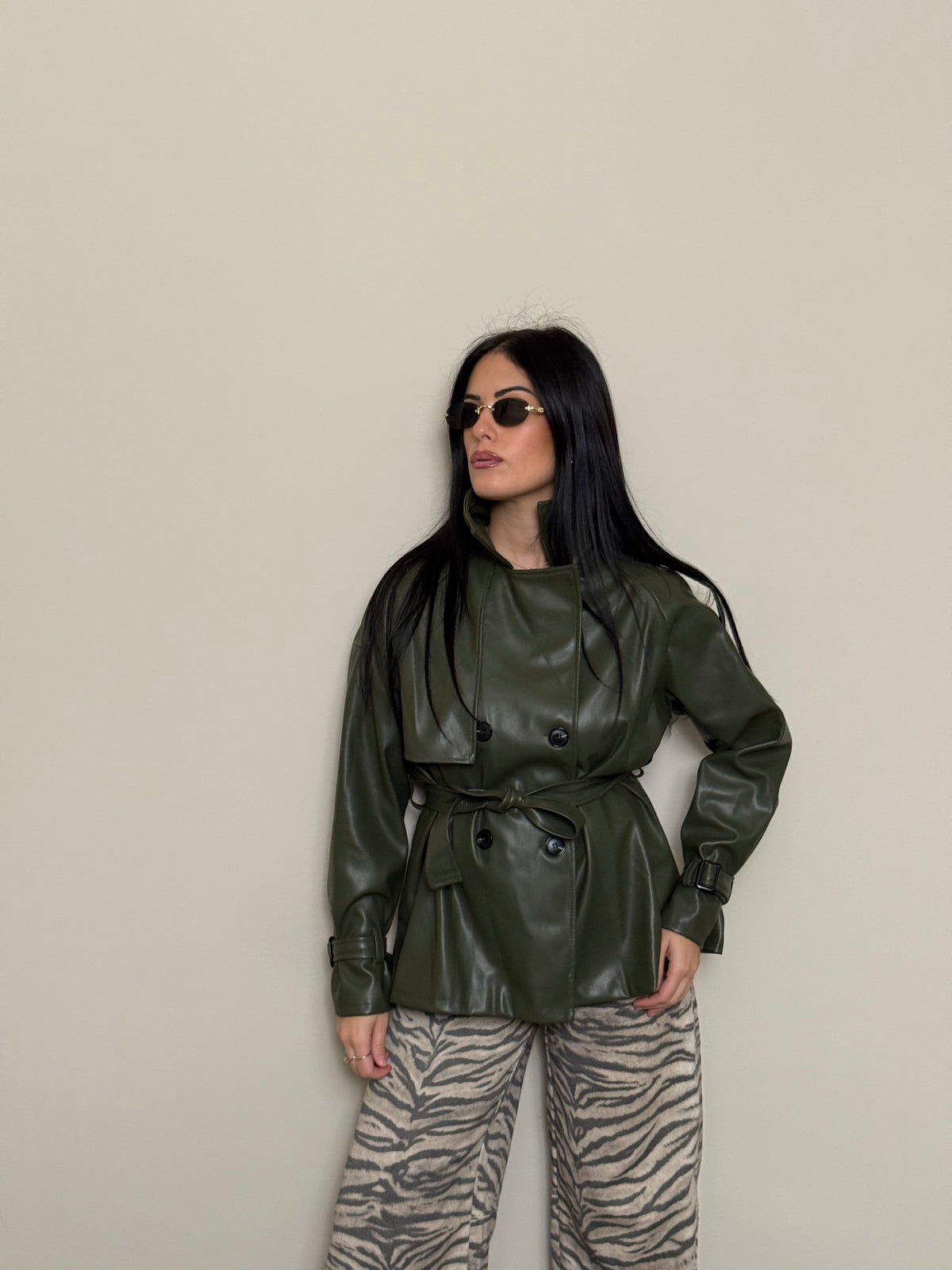 Trench ecopelle verde oliva