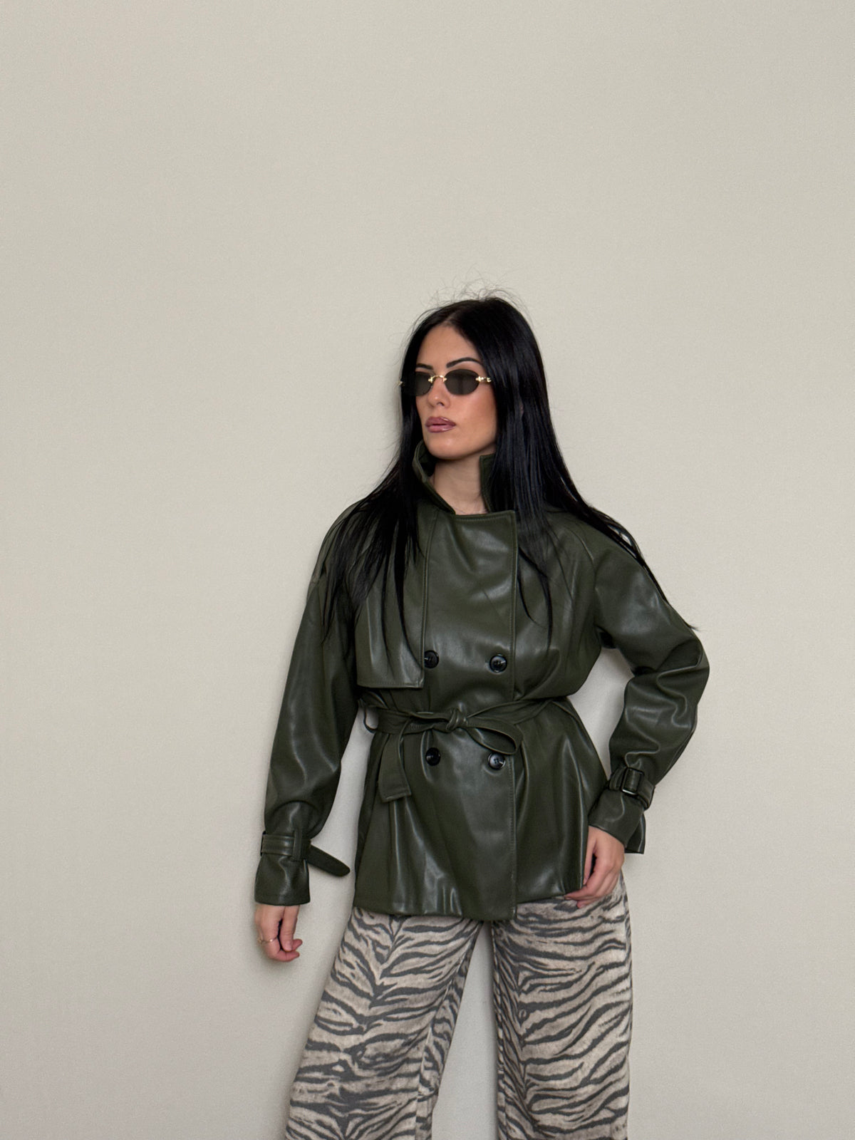 Trench ecopelle verde oliva