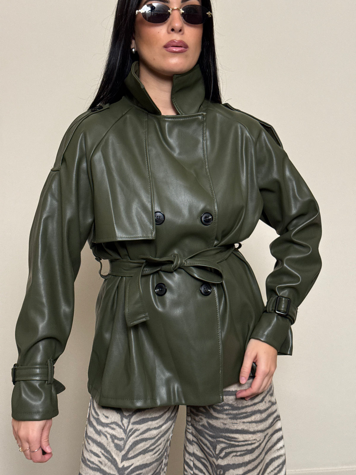 Trench ecopelle verde oliva