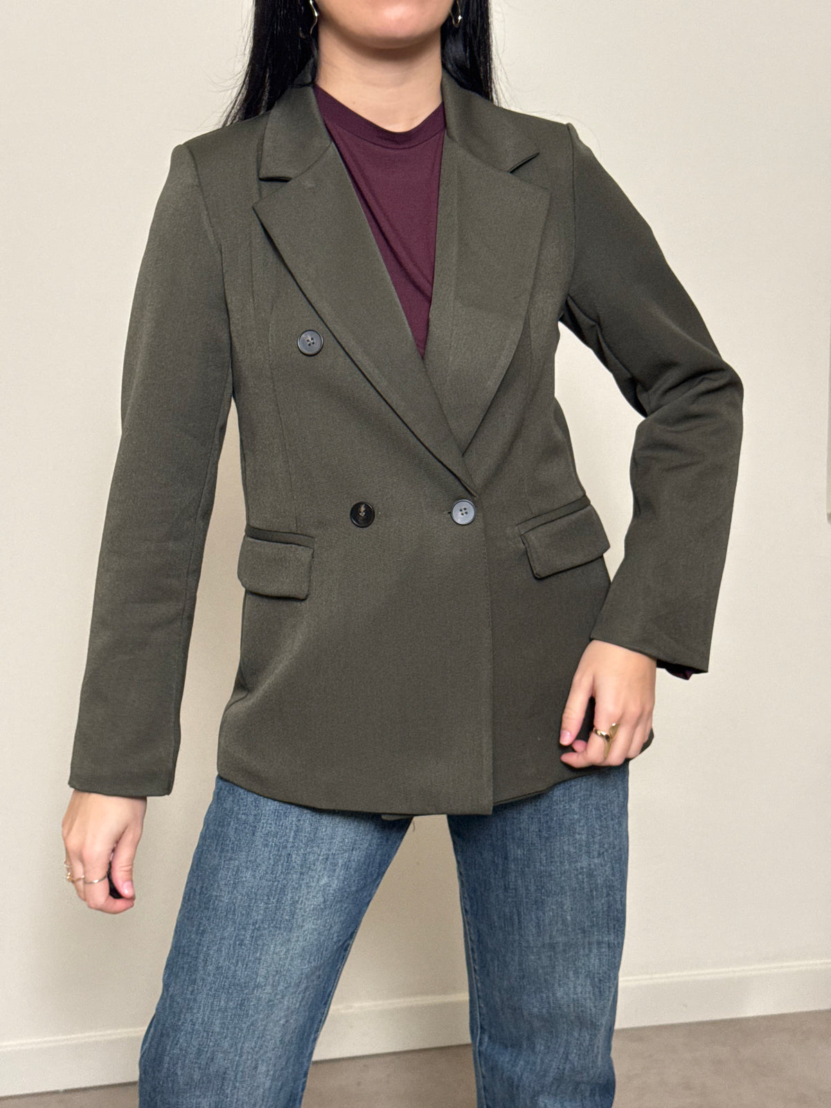 Blazer regular verde oliva