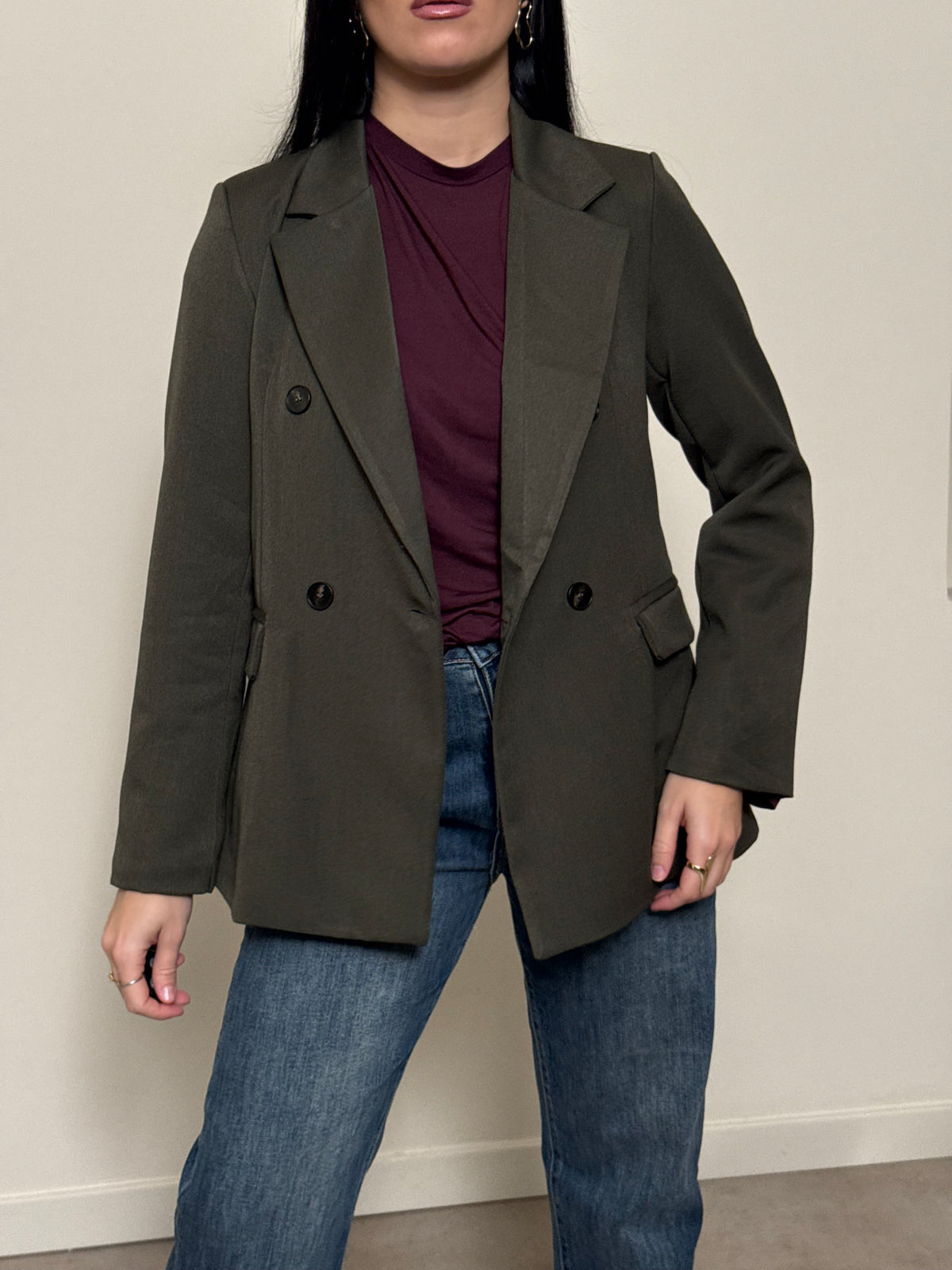 Blazer regular verde oliva